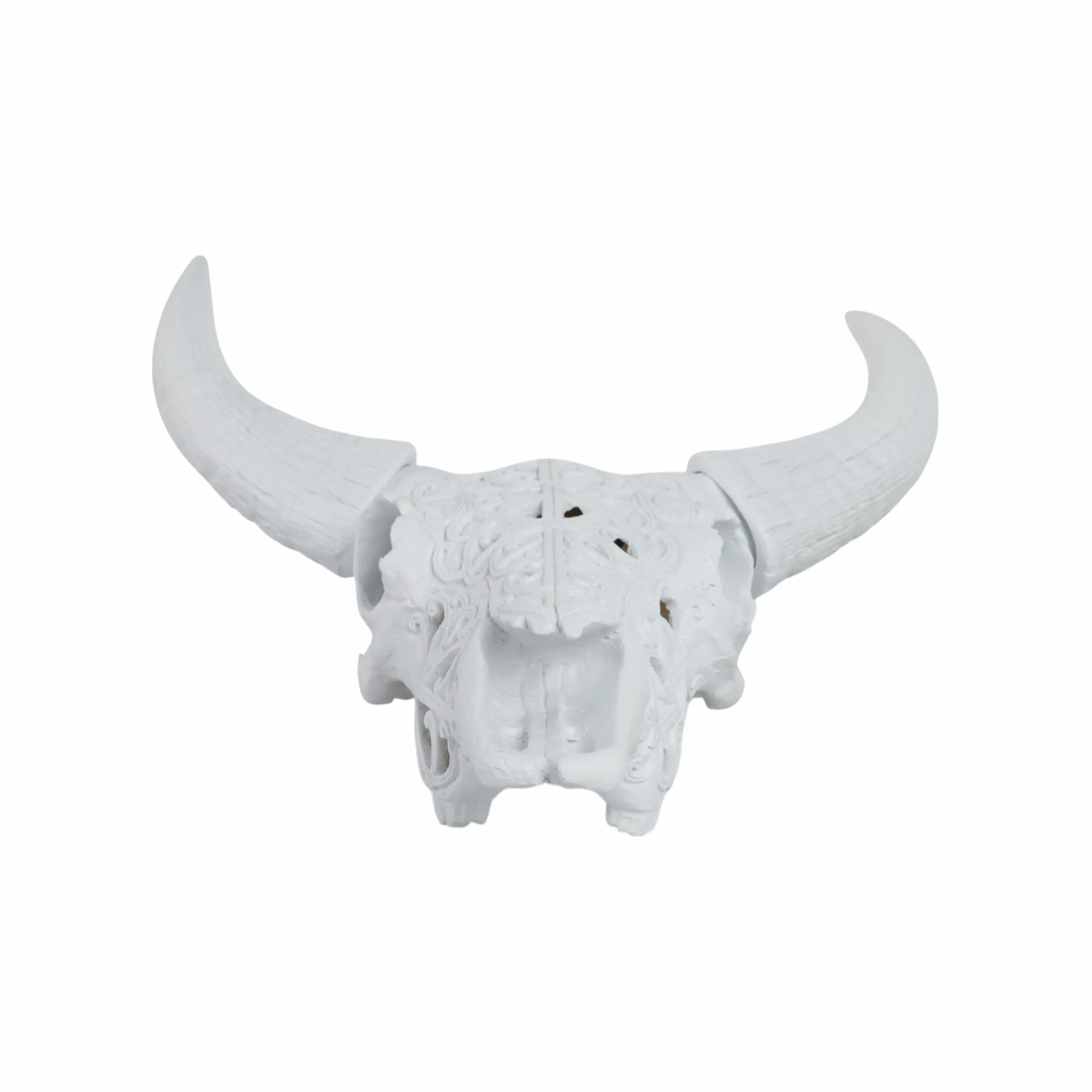 Carved White Bull Skull 17.75" Kd