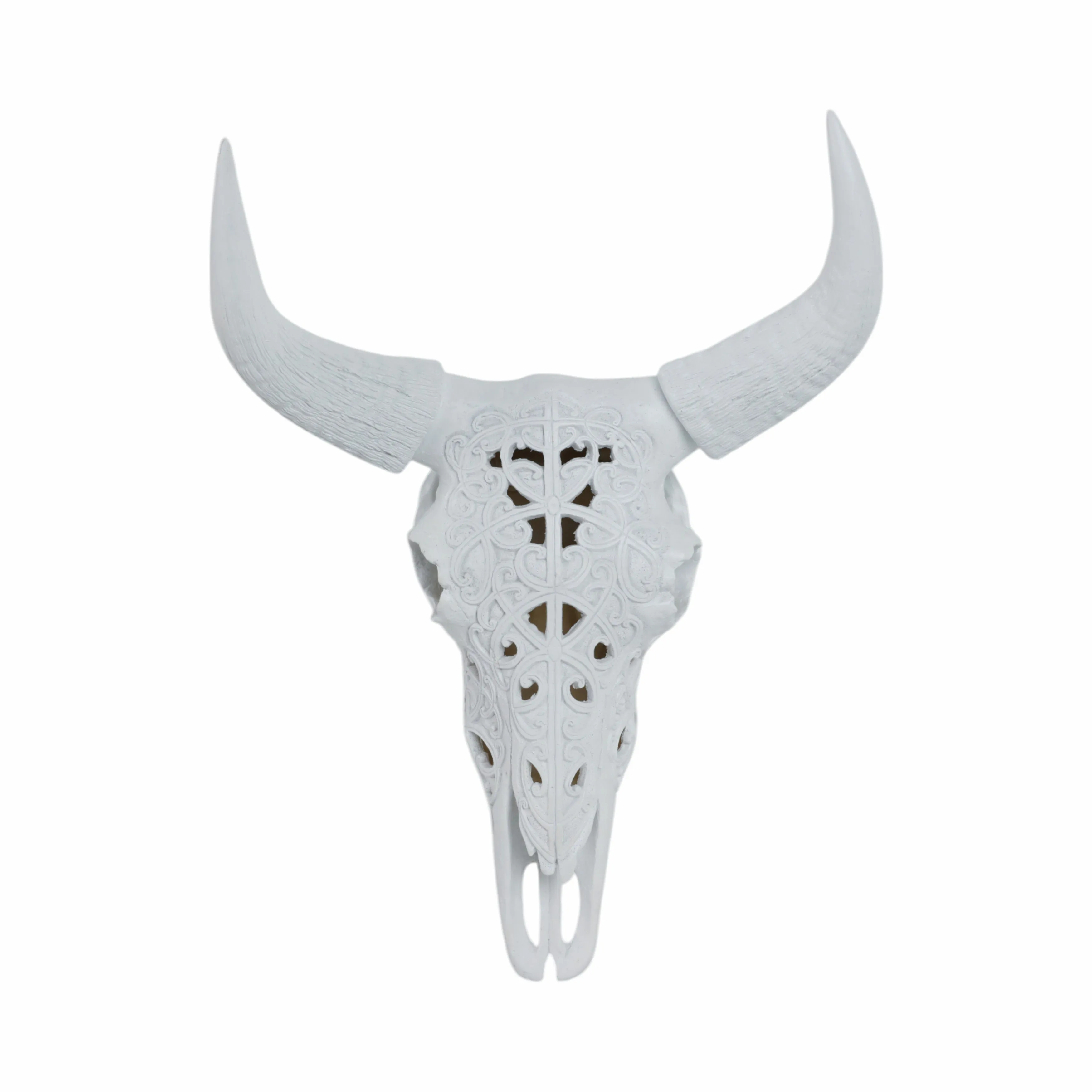 Carved White Bull Skull 17.75" Kd