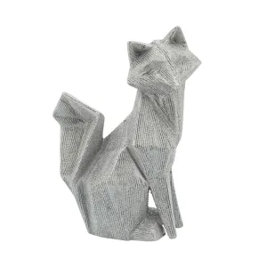 CER, 10" BEADED FOX FIGURINE, SILVER