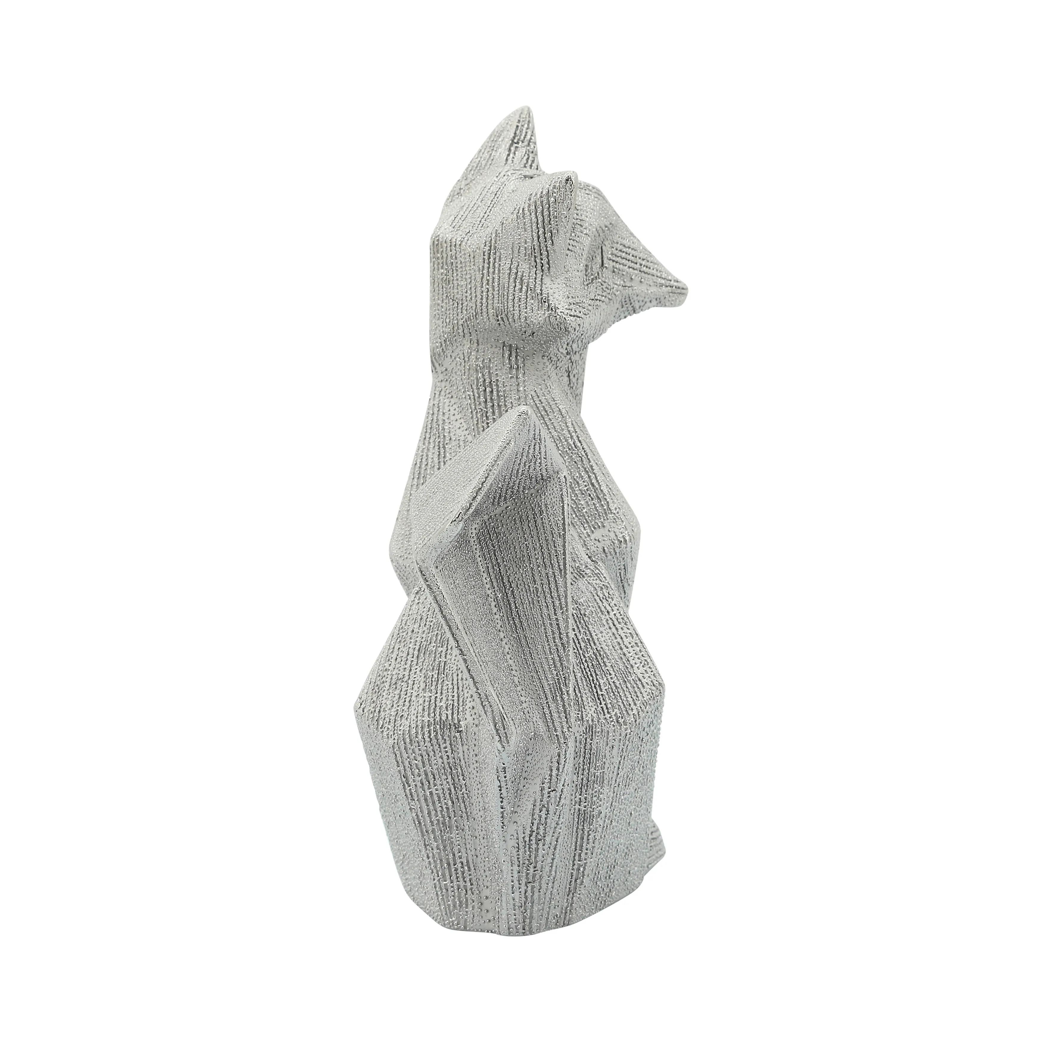CER, 10" BEADED FOX FIGURINE, SILVER