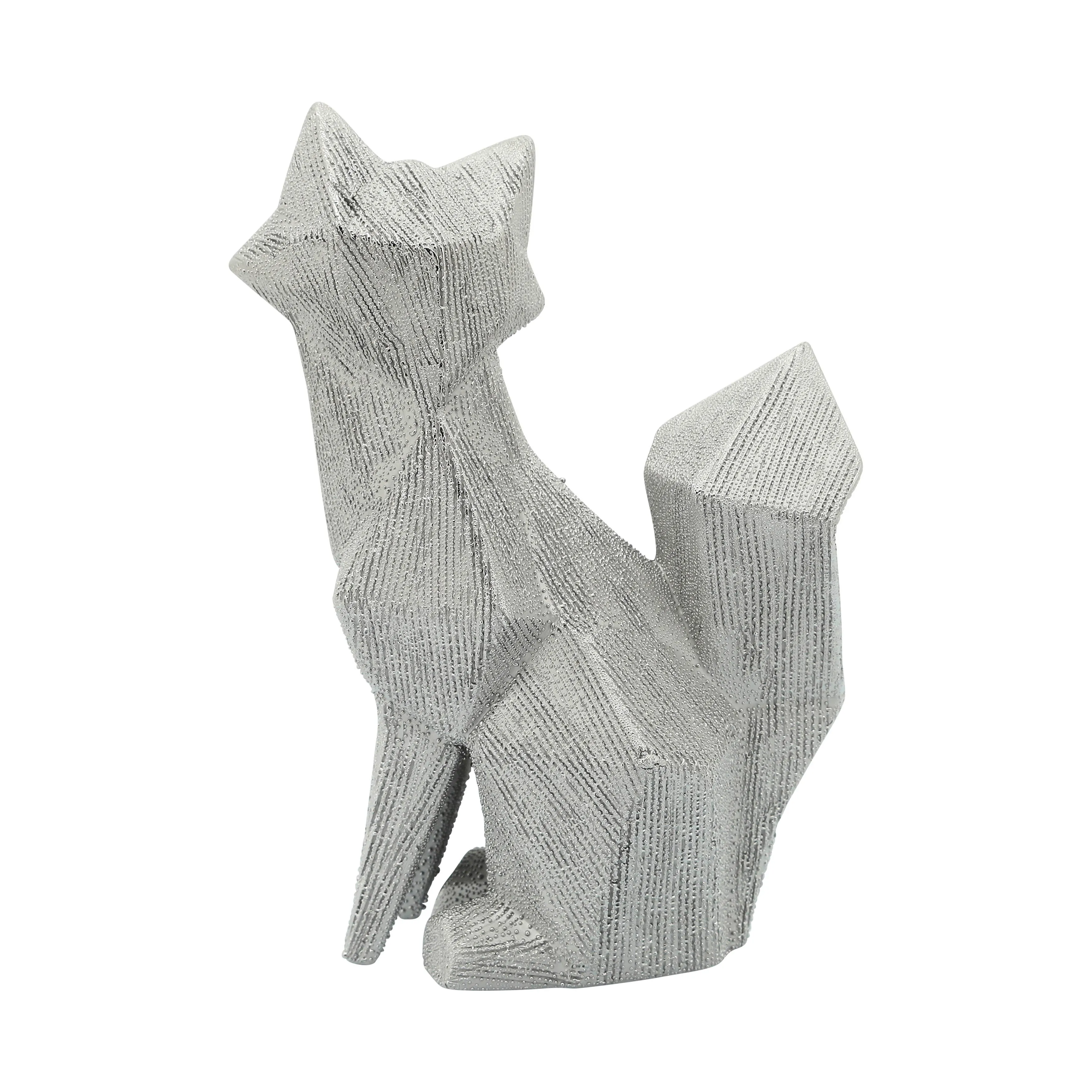 CER, 10" BEADED FOX FIGURINE, SILVER