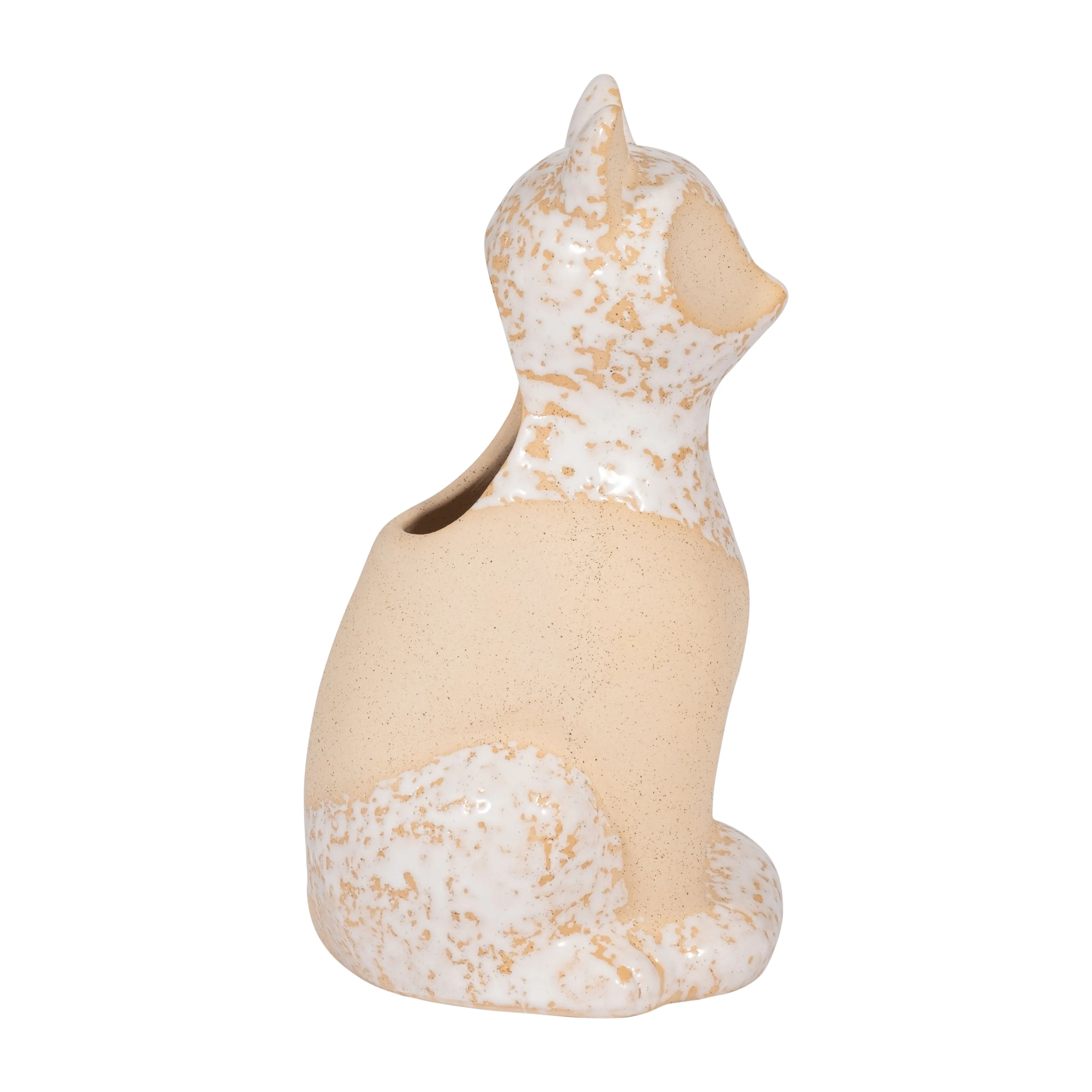 Cer, 8" Sitting Fox Vase, Ivory