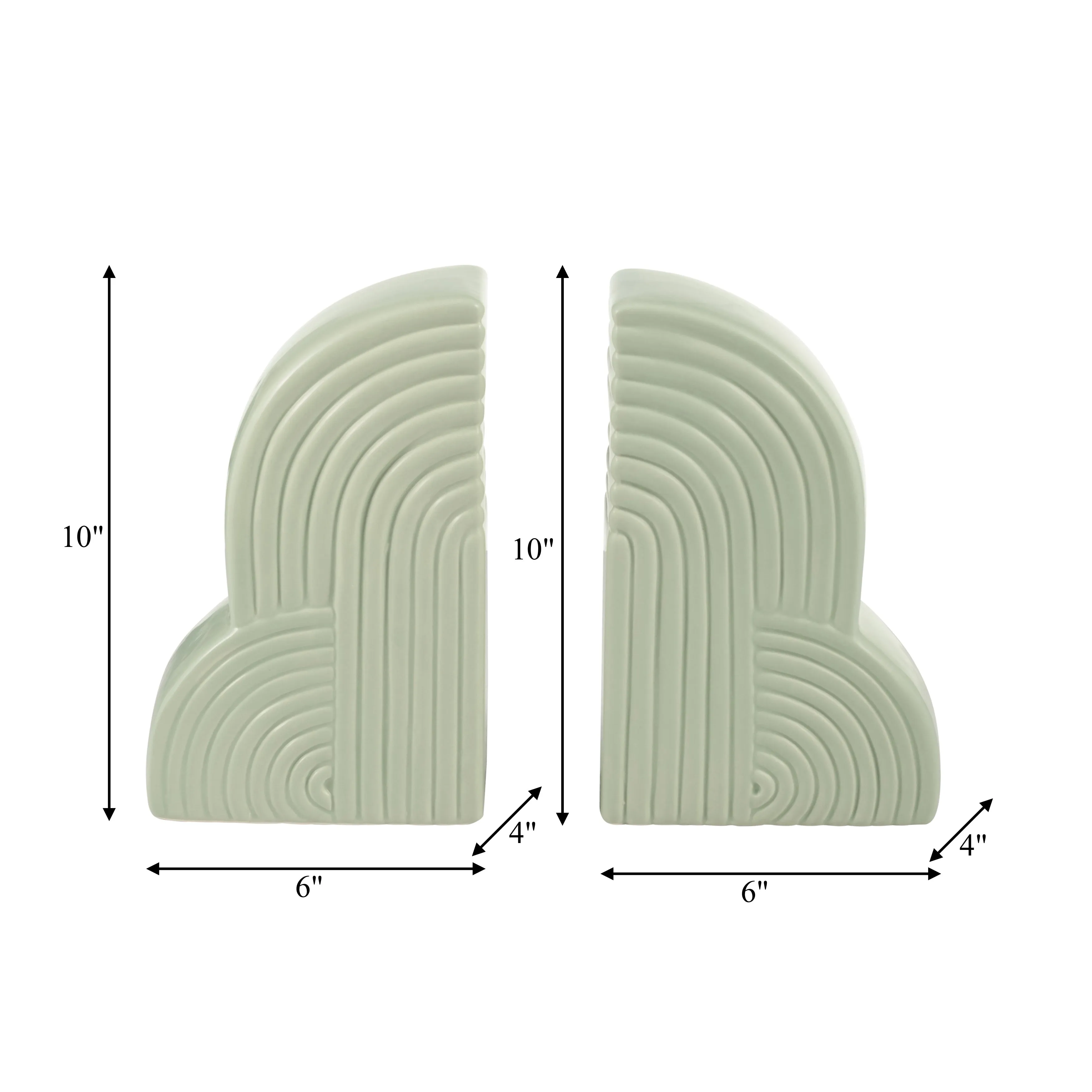 CER, S/2 13X10" ARCHES BOOKENDS, CUCUMBER