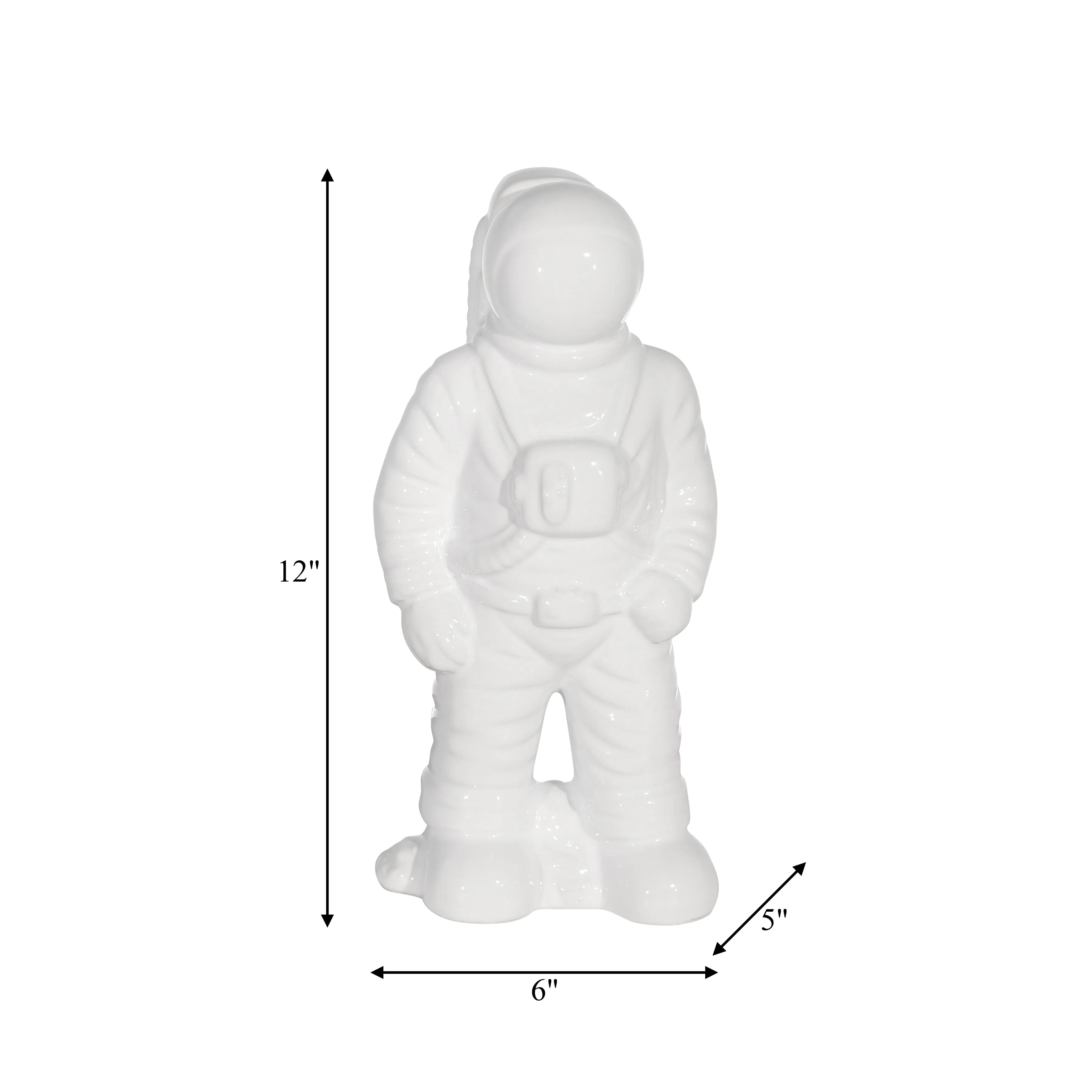 CERAMIC 12" ASTRONAUT STATUETTE, WHITE