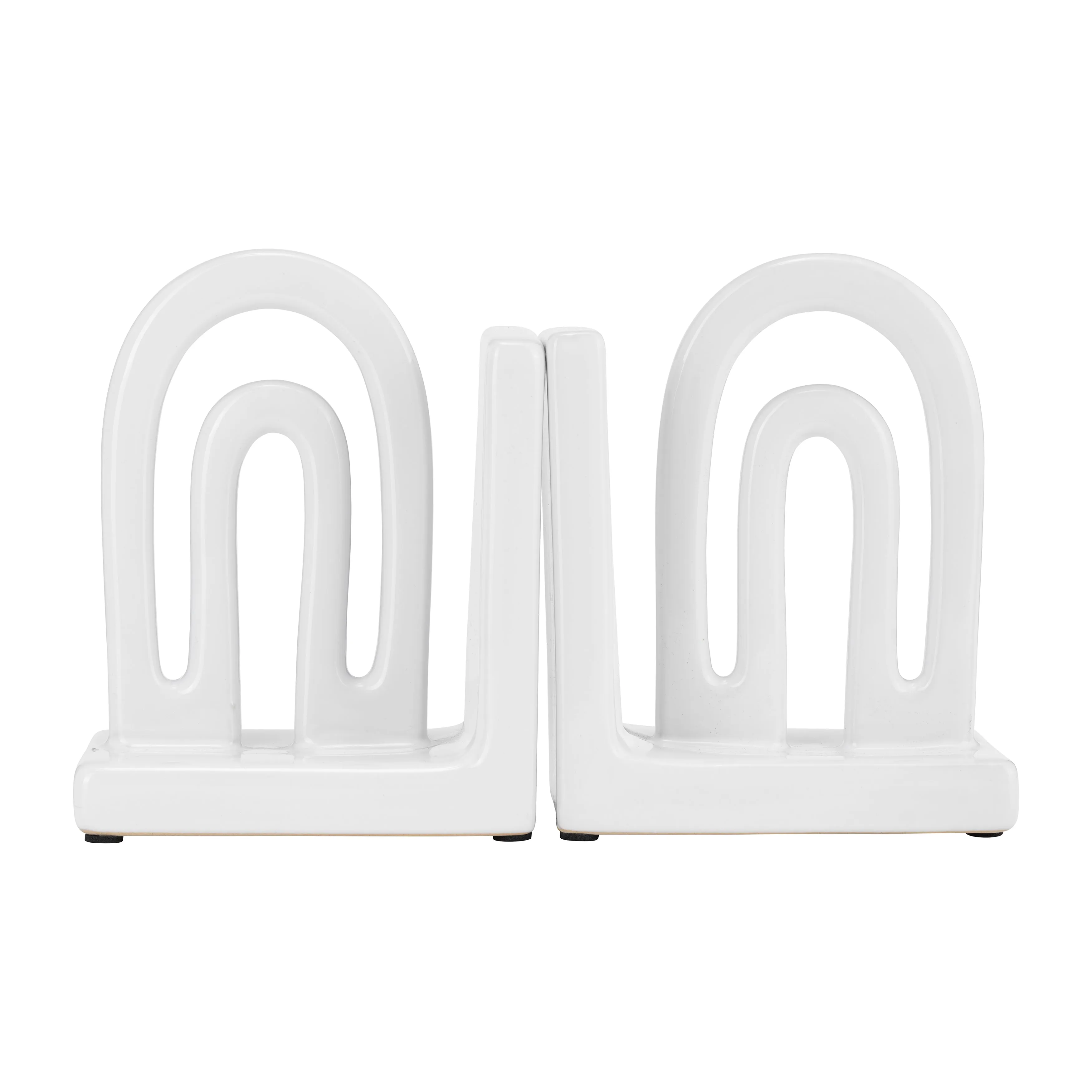 CER,S/2 6" ARCH BOOKENDS, WHITE