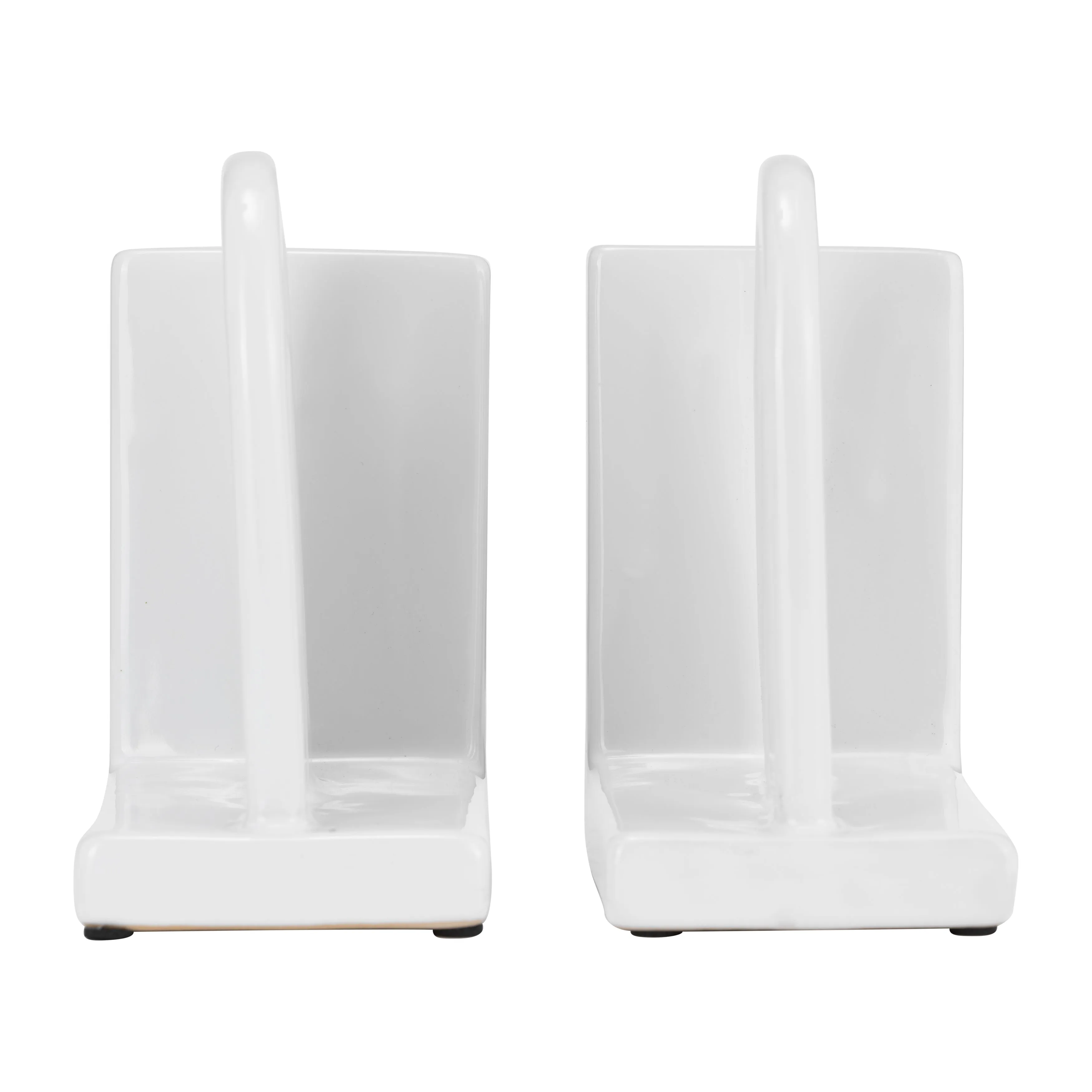 CER,S/2 6" ARCH BOOKENDS, WHITE