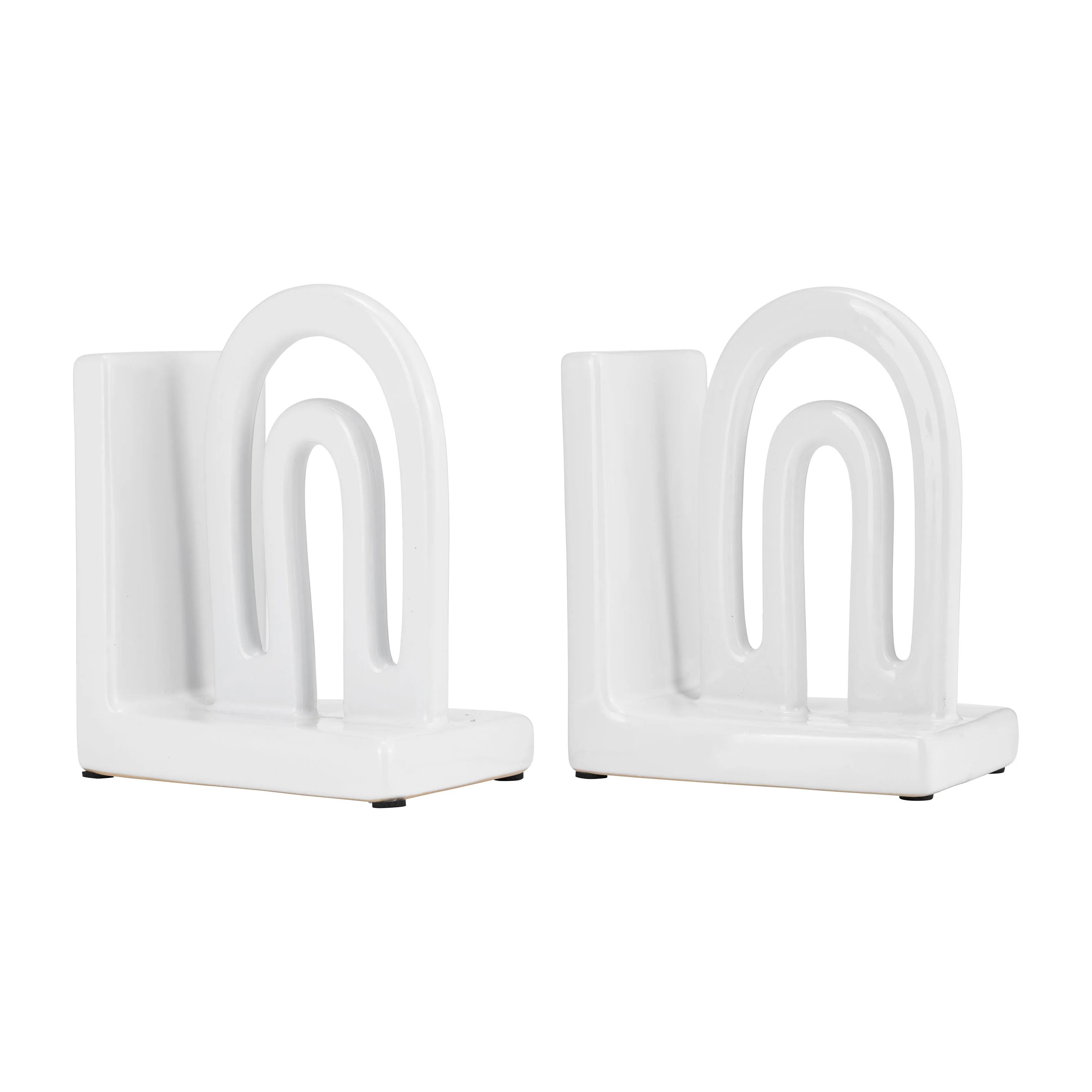 CER,S/2 6" ARCH BOOKENDS, WHITE