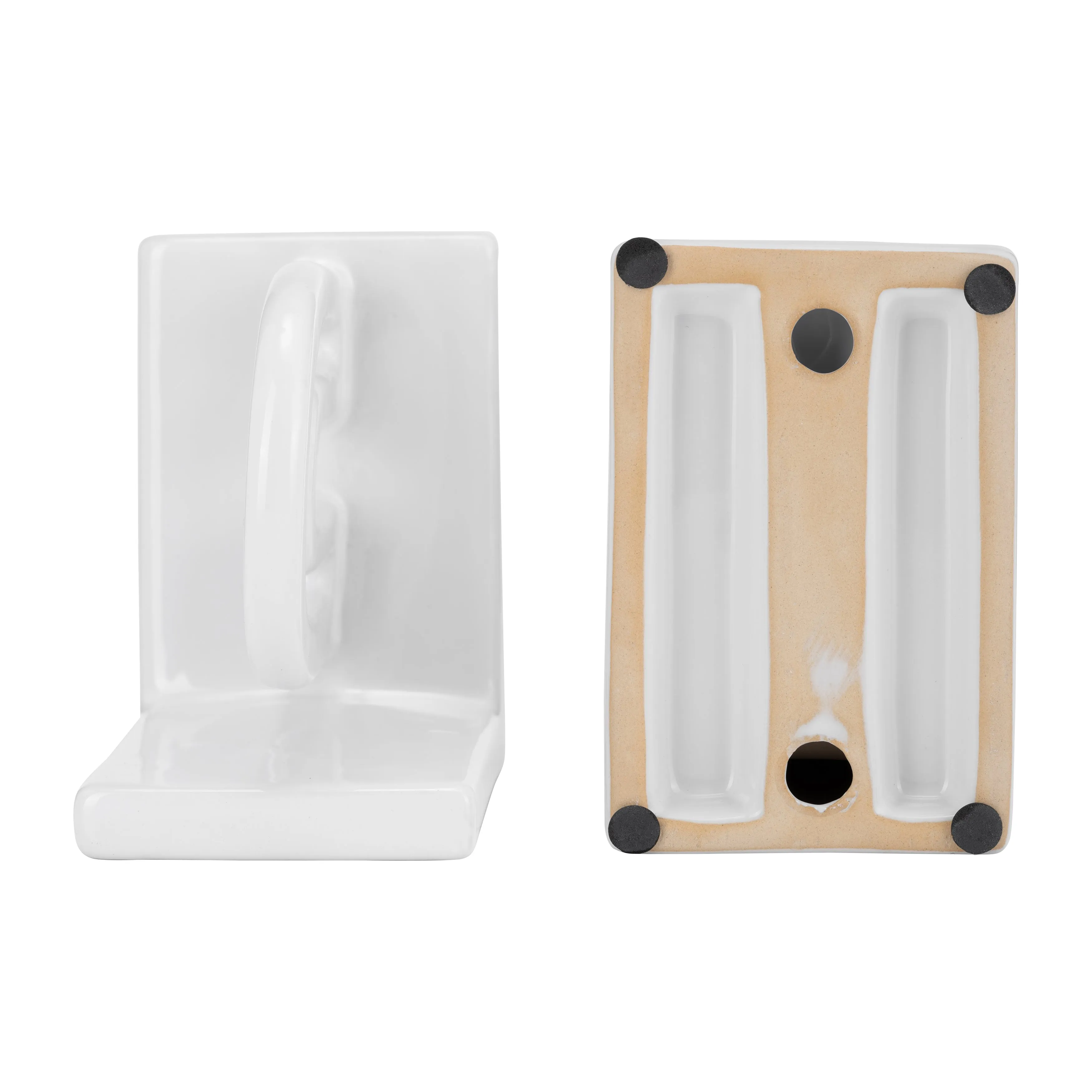 CER,S/2 6" ARCH BOOKENDS, WHITE