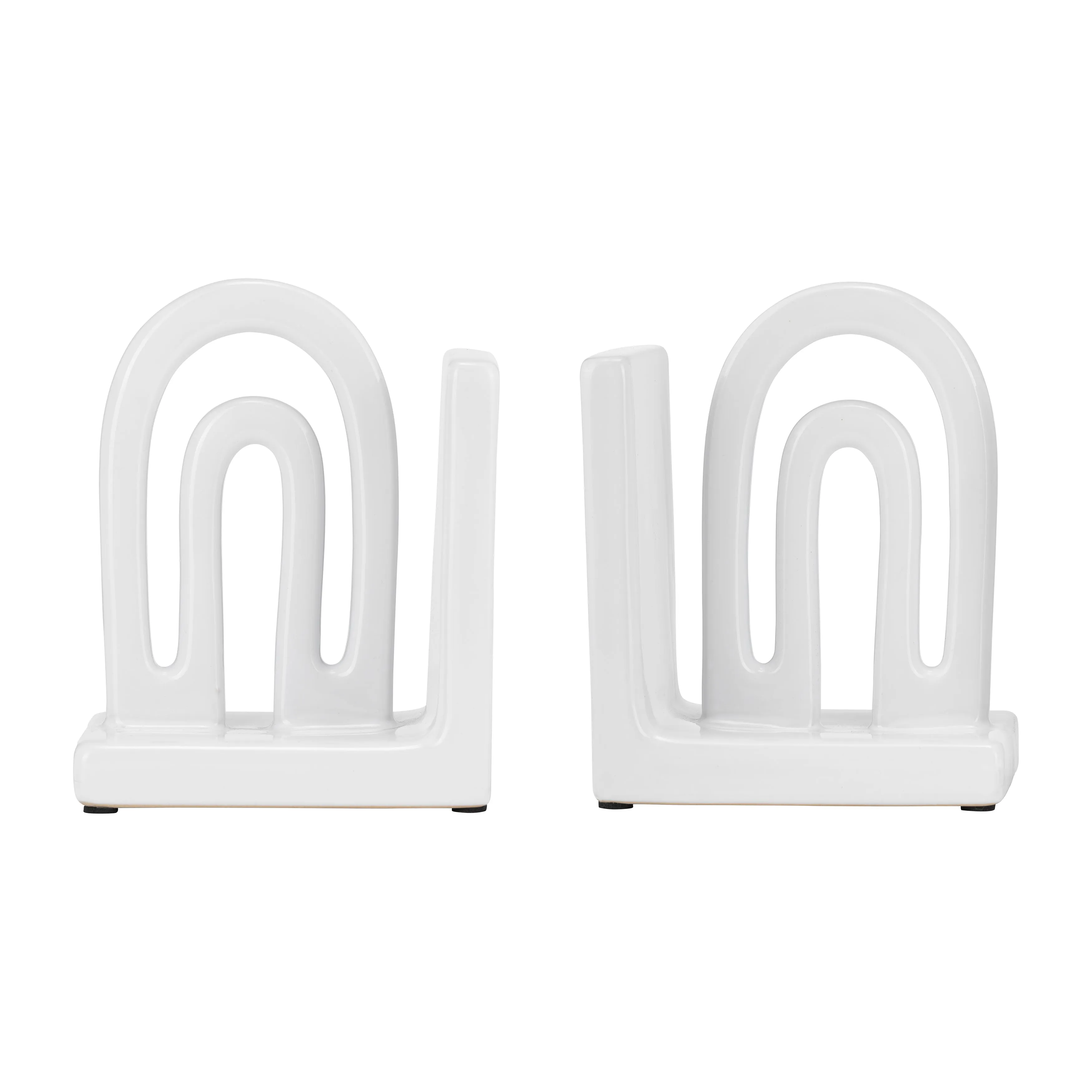 CER,S/2 6" ARCH BOOKENDS, WHITE