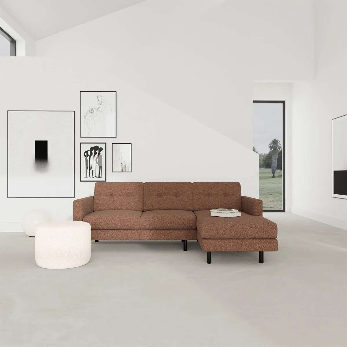 Conrad Boucle Right Chaise Sofa