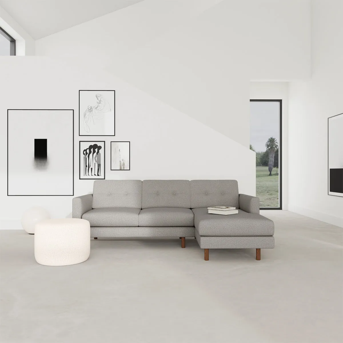 Conrad Boucle Right Chaise Sofa