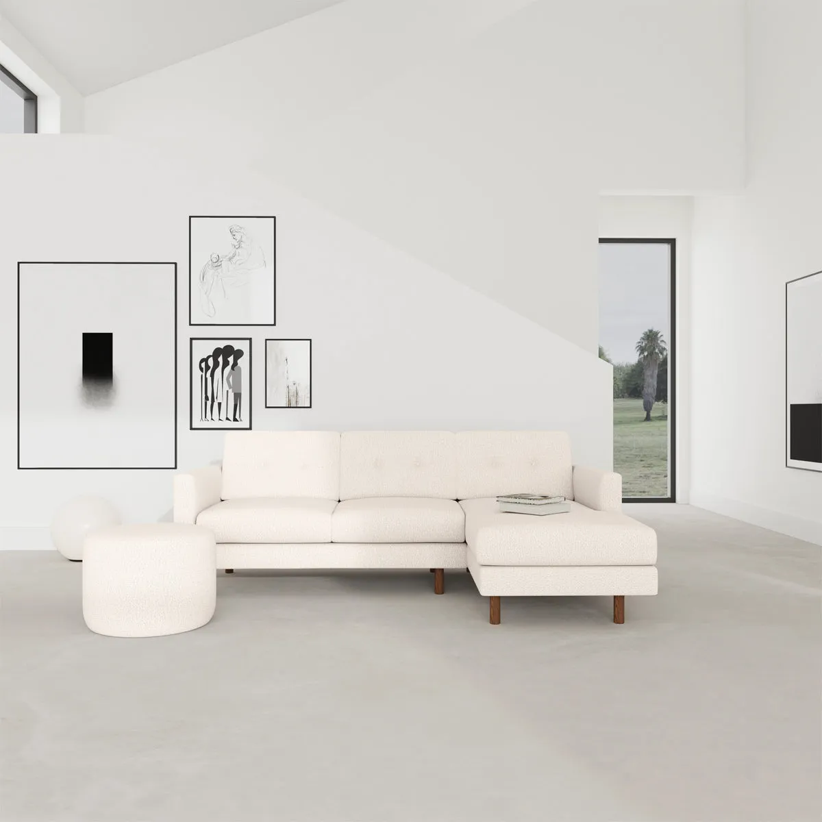 Conrad Boucle Right Chaise Sofa