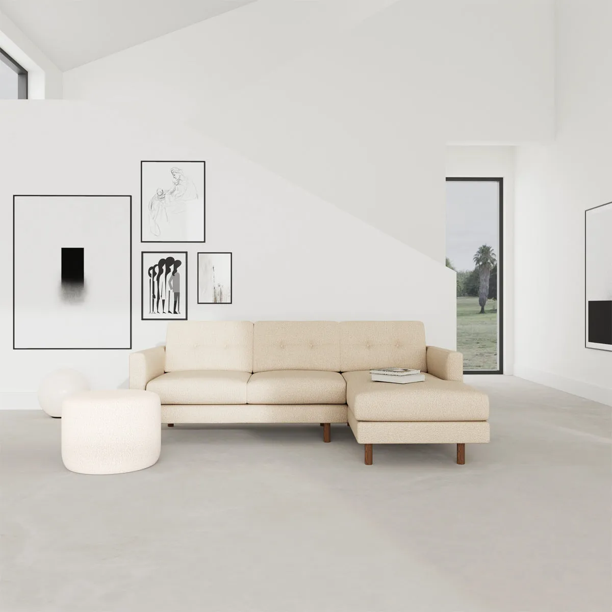 Conrad Boucle Right Chaise Sofa