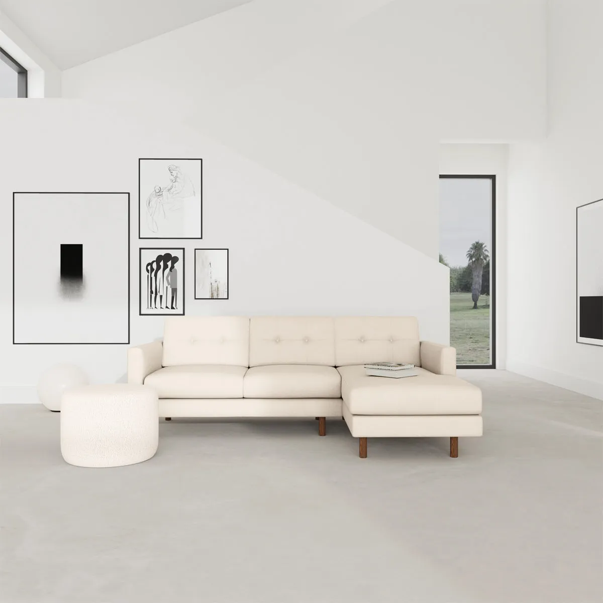 Conrad Boucle Right Chaise Sofa