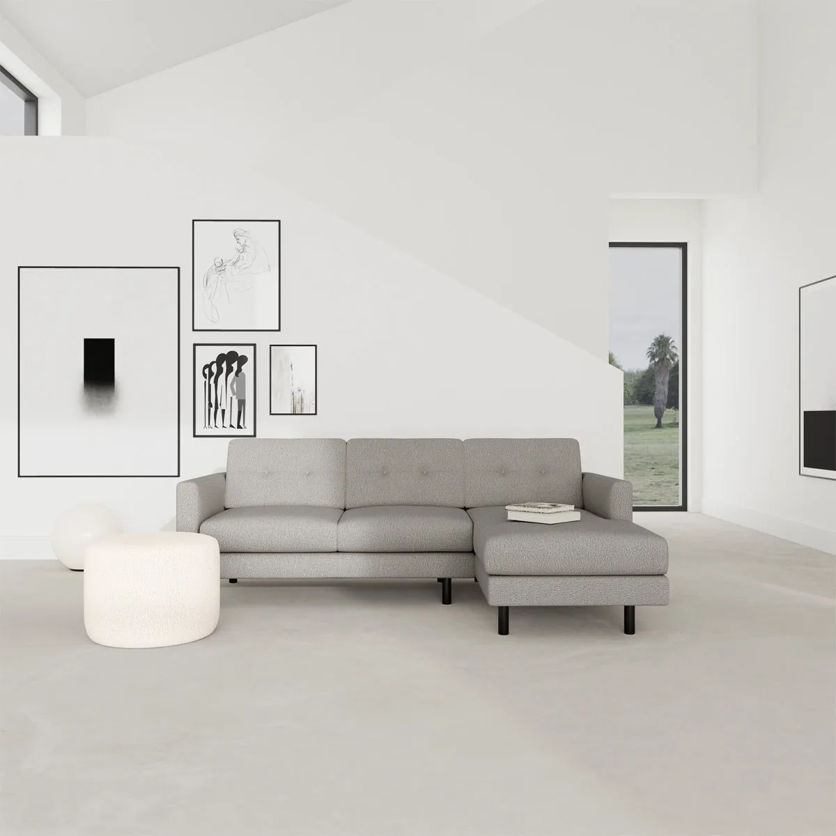 Conrad Boucle Right Chaise Sofa