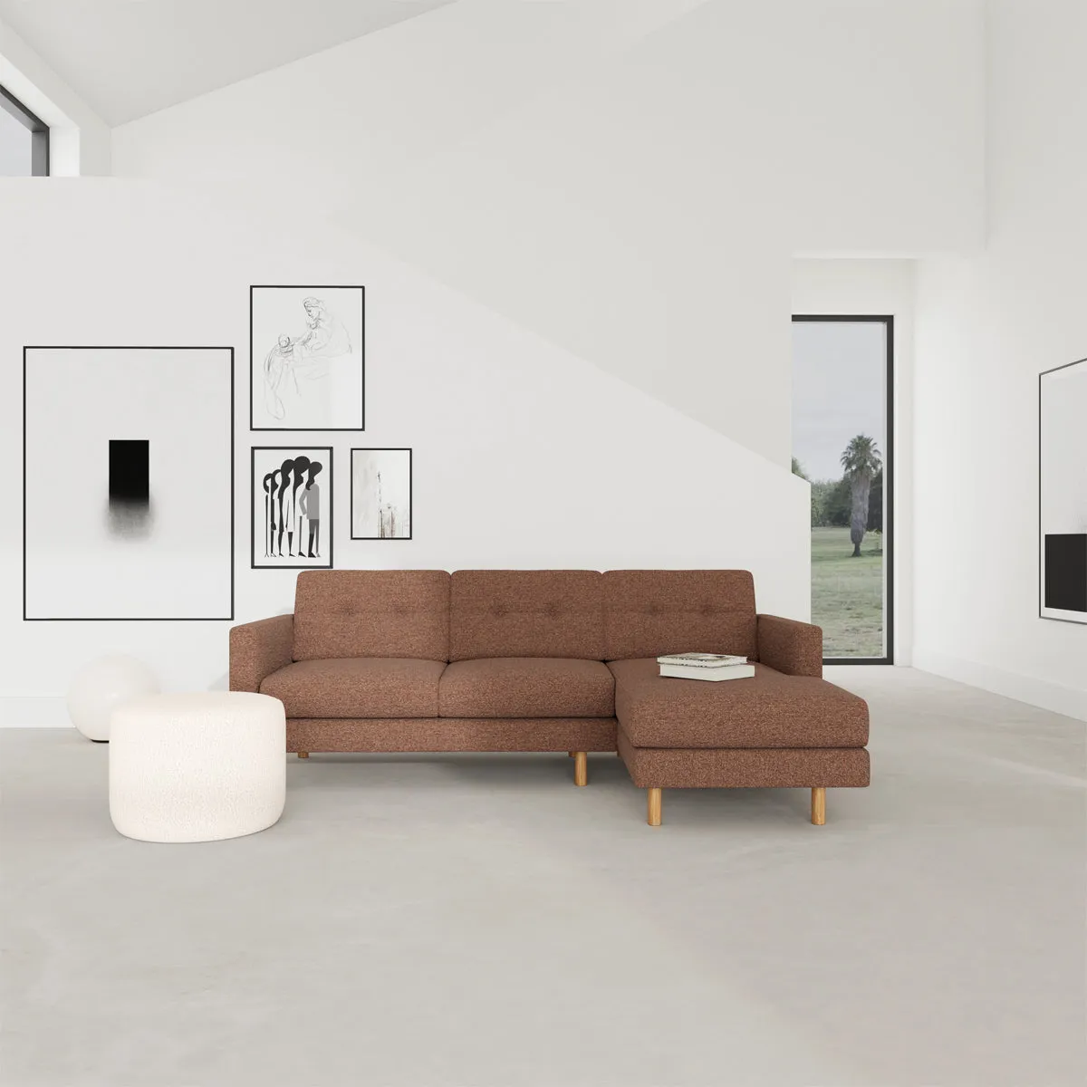 Conrad Boucle Right Chaise Sofa