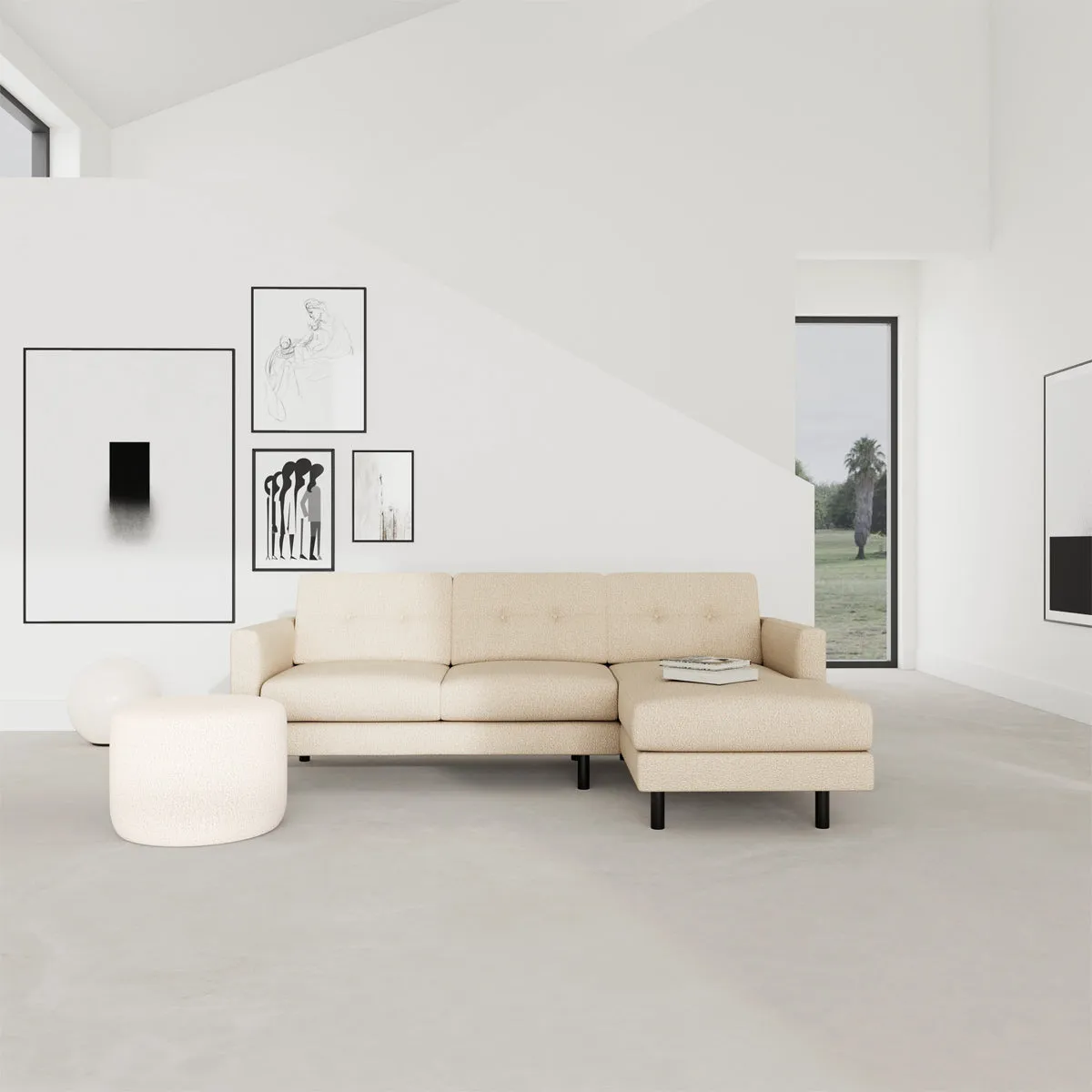 Conrad Boucle Right Chaise Sofa