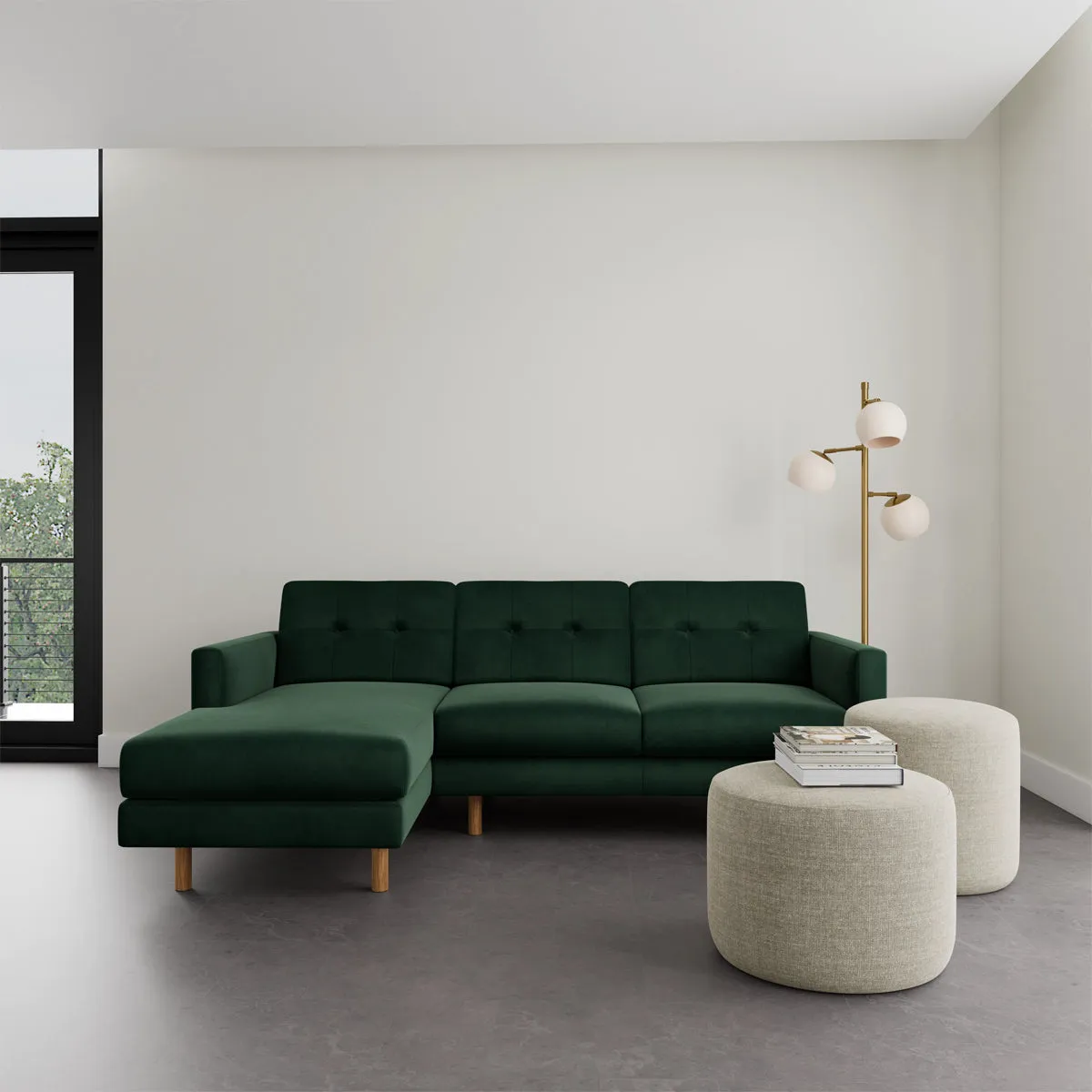 Conrad Velvet Left Chaise Sofa