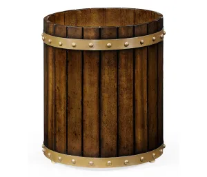 Country Farmhouse Collection - Round Walnut Peat Bucket Style Waste Basket
