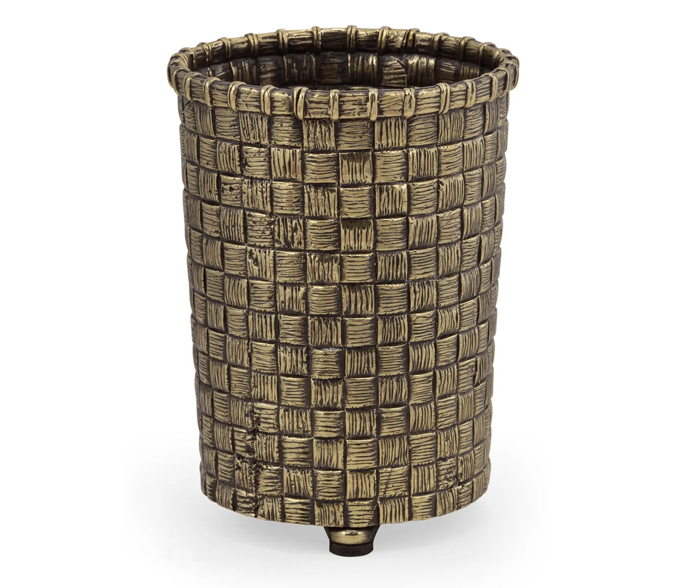 Curated Collection - Woven Light Antique Brass Pencil Cup