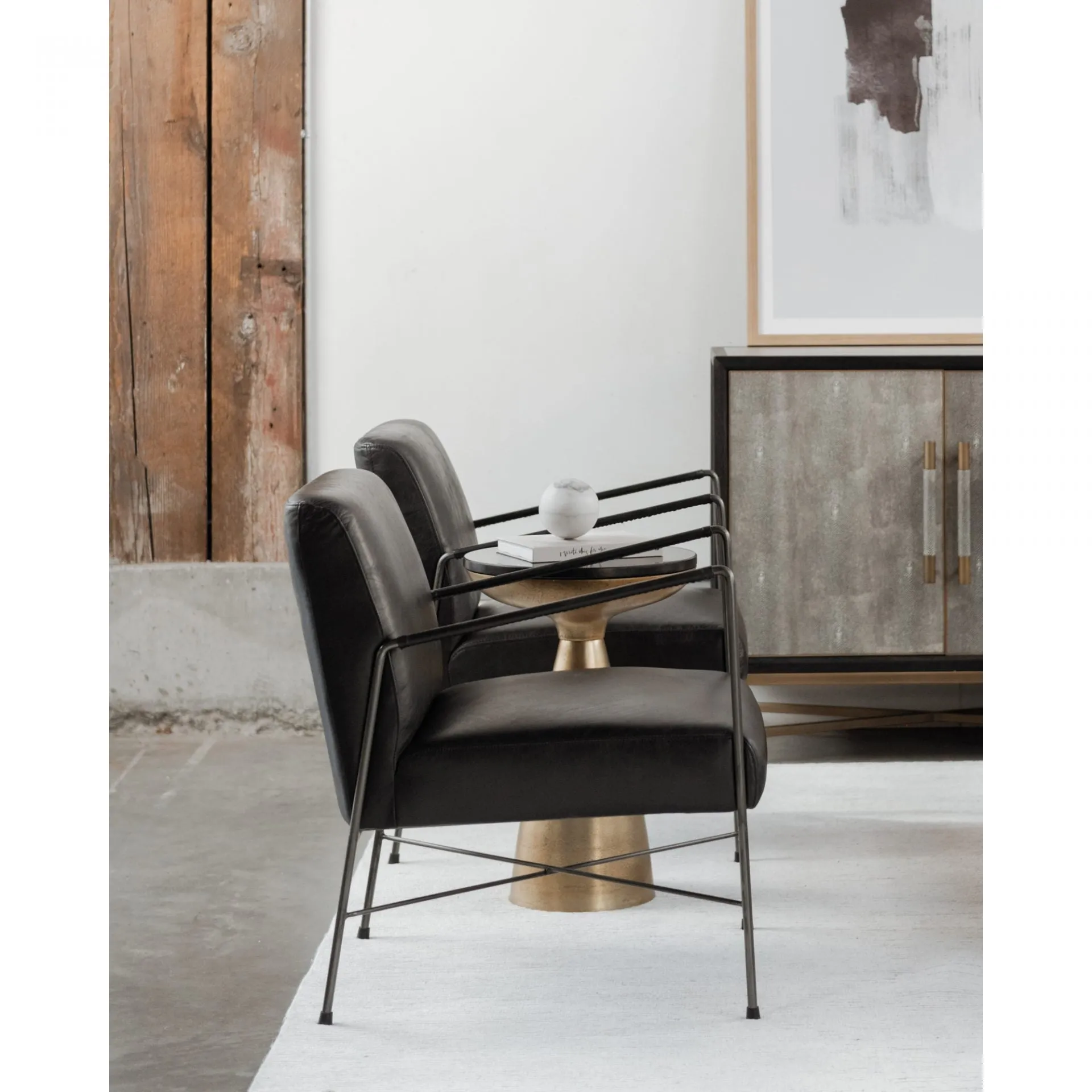 Dagwood Leather Arm Chair Onyx Black Leather