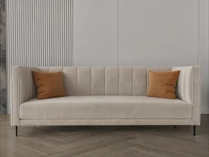 Dark beige velvet sofa 215x80x40 cm
