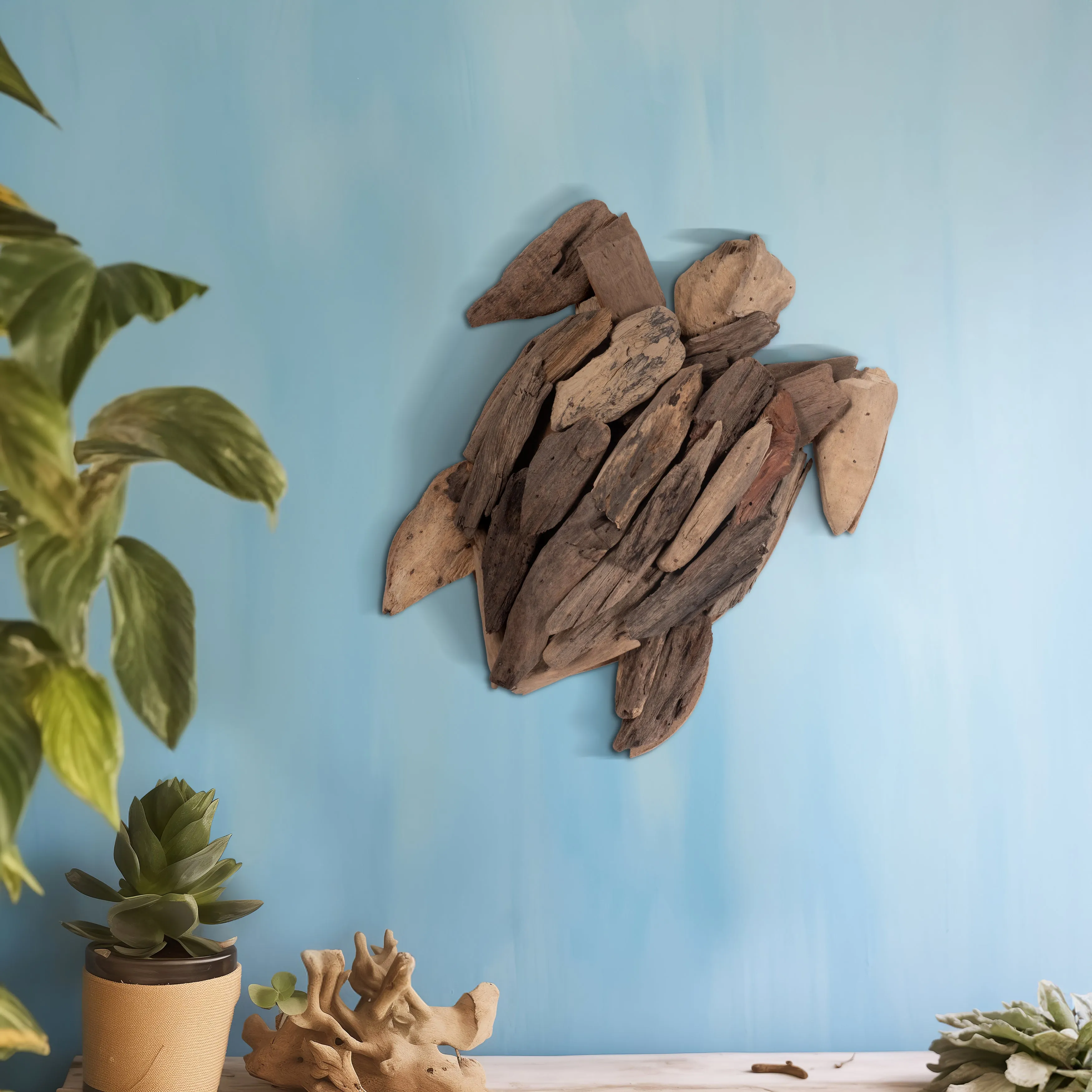 DRIFTWOOD, 12"H TURTLE DECO, NATURAL