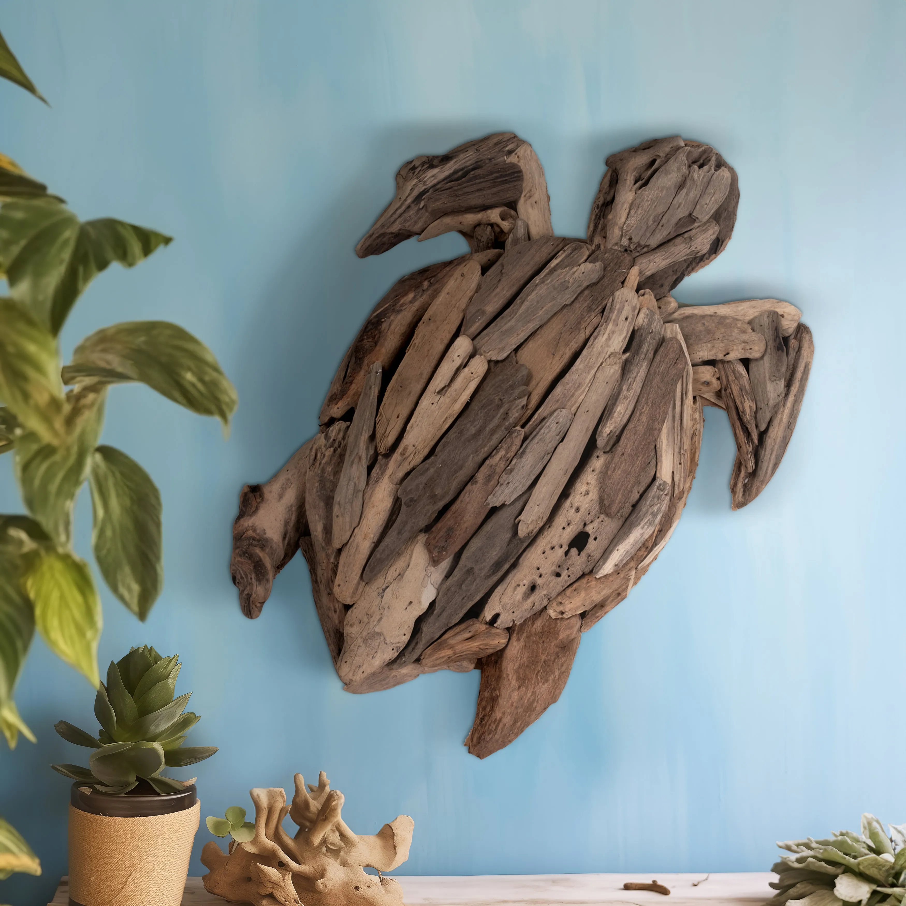 DRIFTWOOD, 22"H TURTLE DECO, NATURAL