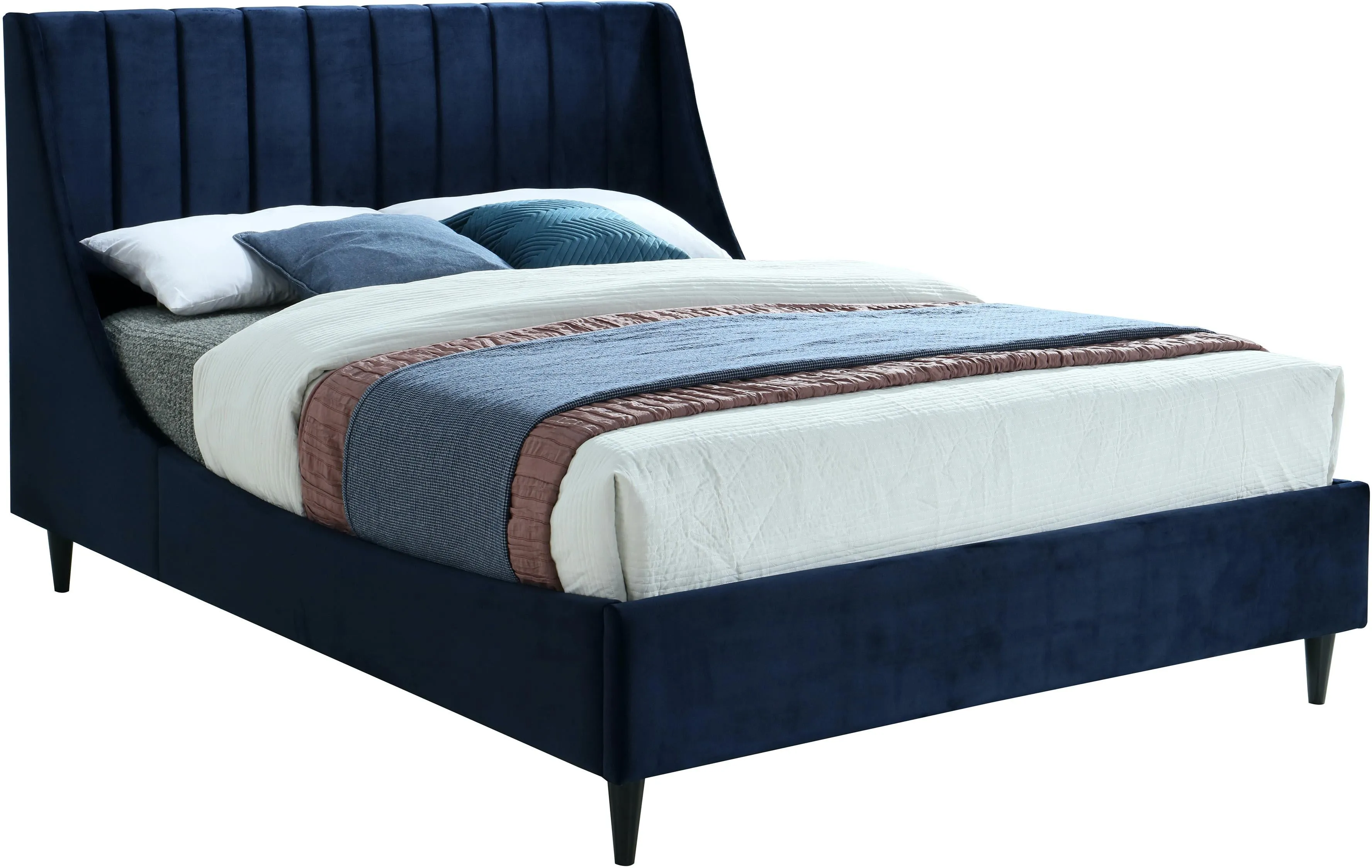 Eva Navy Velvet King Bed