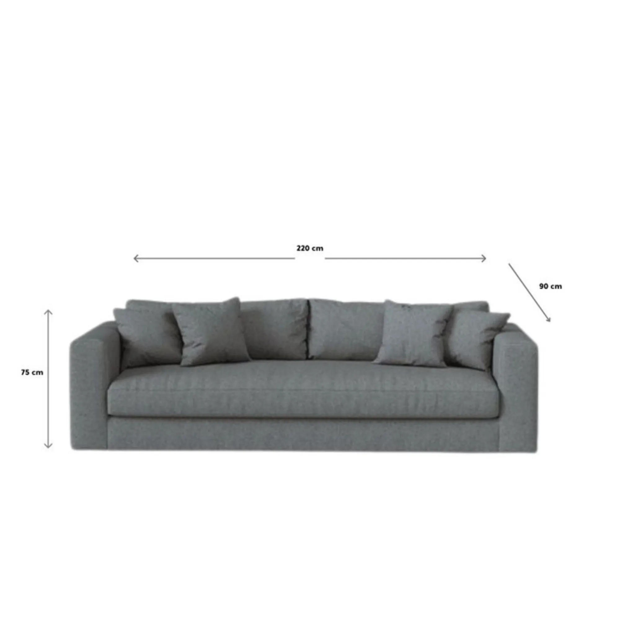 Fluorite -Modern triple sofa In a grey color