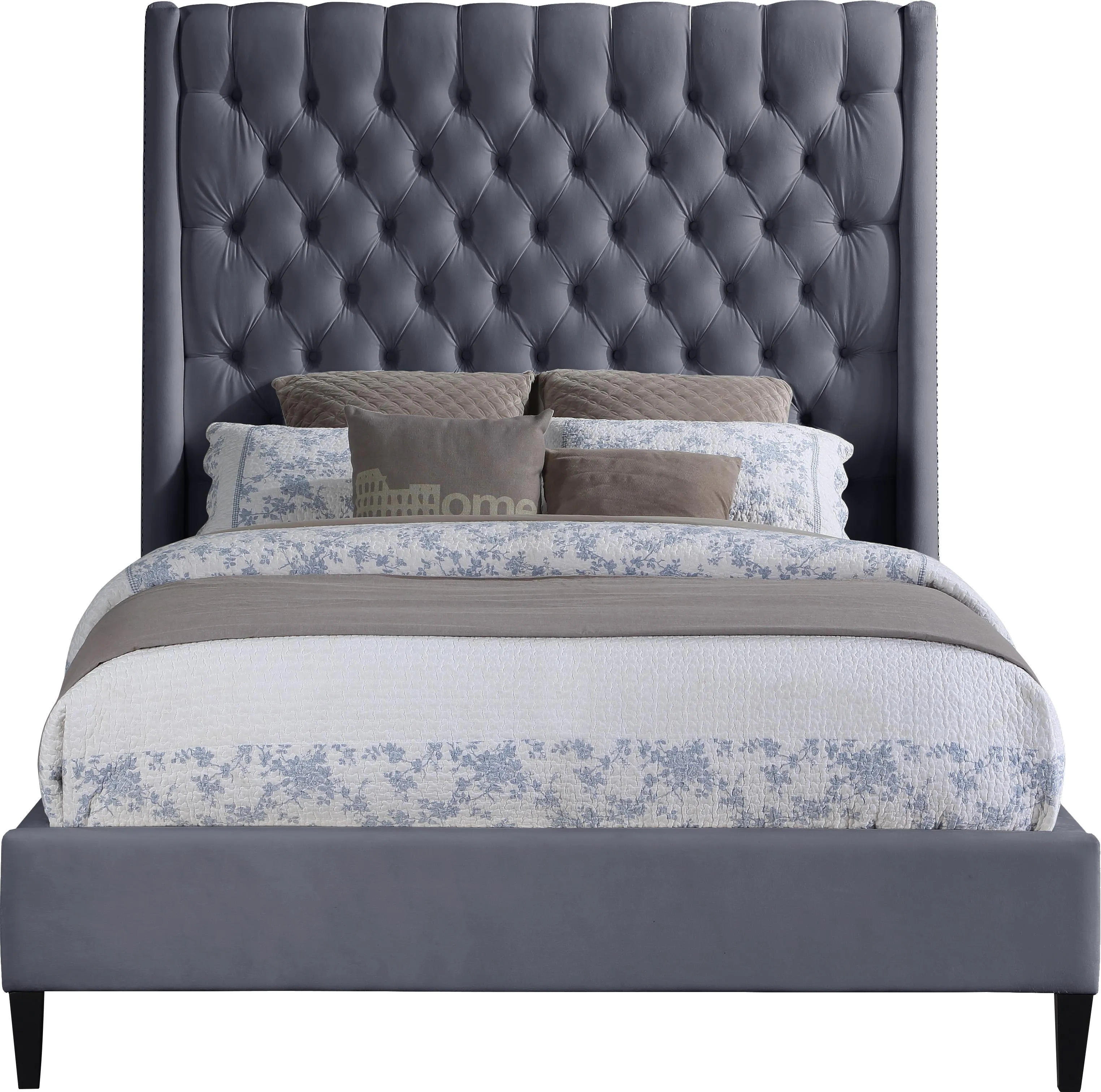 Fritz Grey Velvet Full Bed