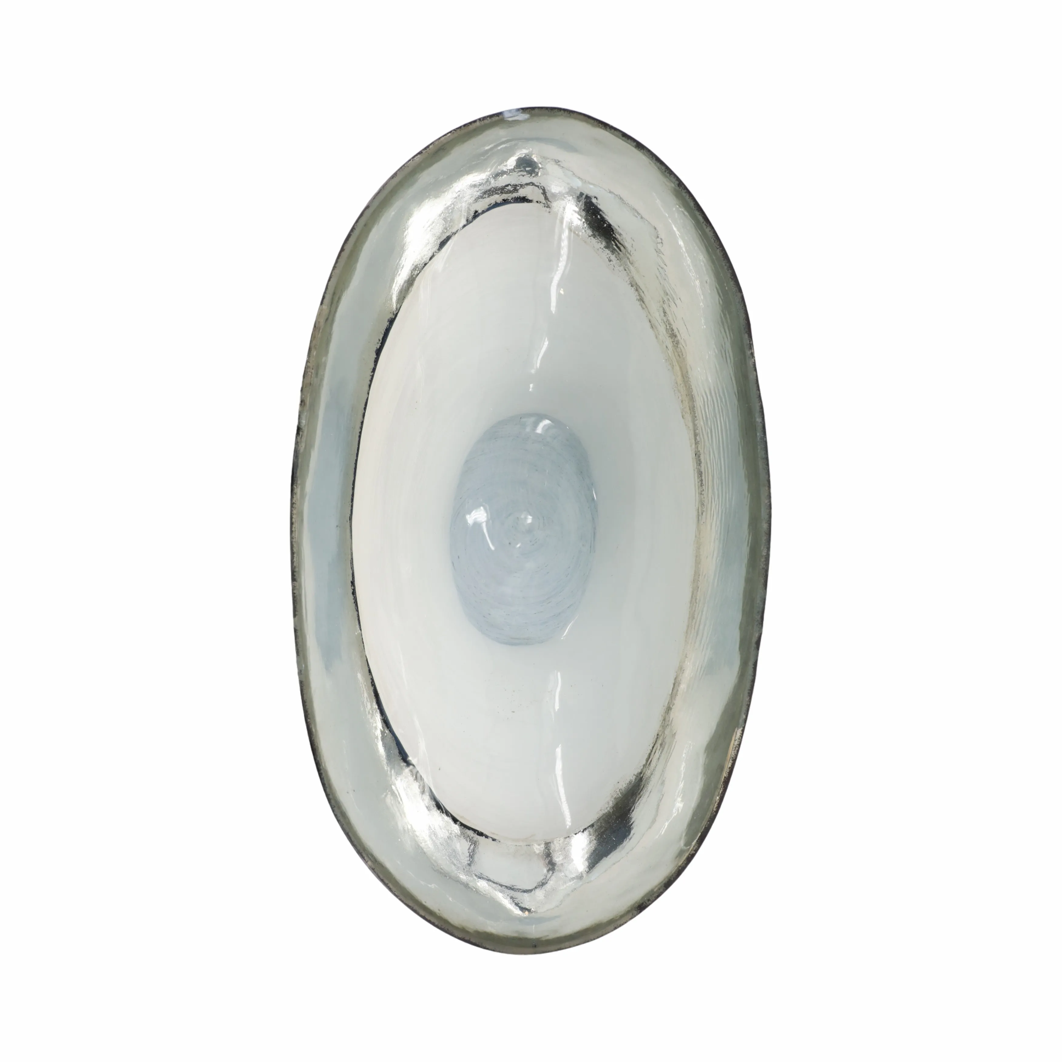 GLASS, 16" BOWL W/ GOLD TRIM, WHITE