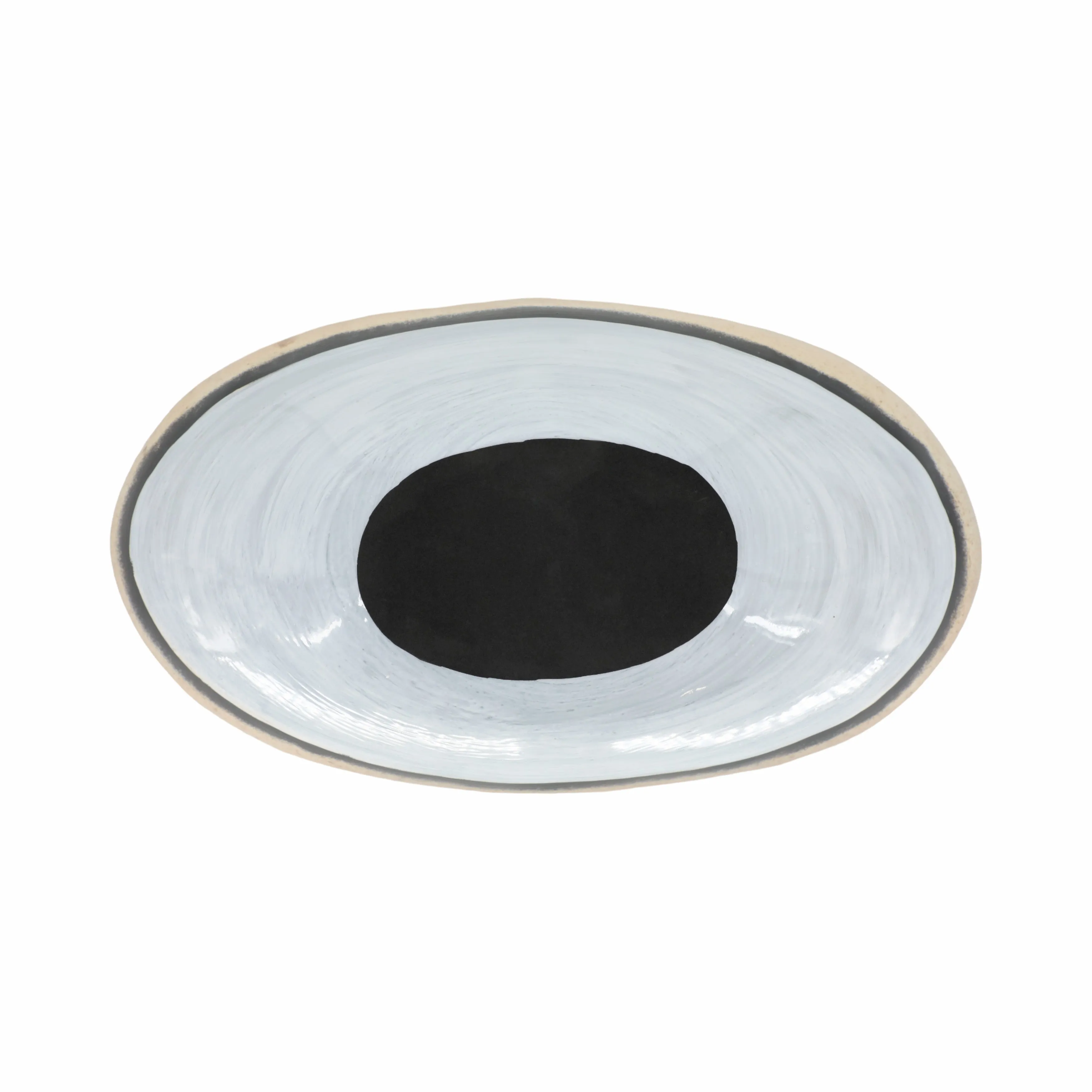 GLASS, 16" BOWL W/ GOLD TRIM, WHITE