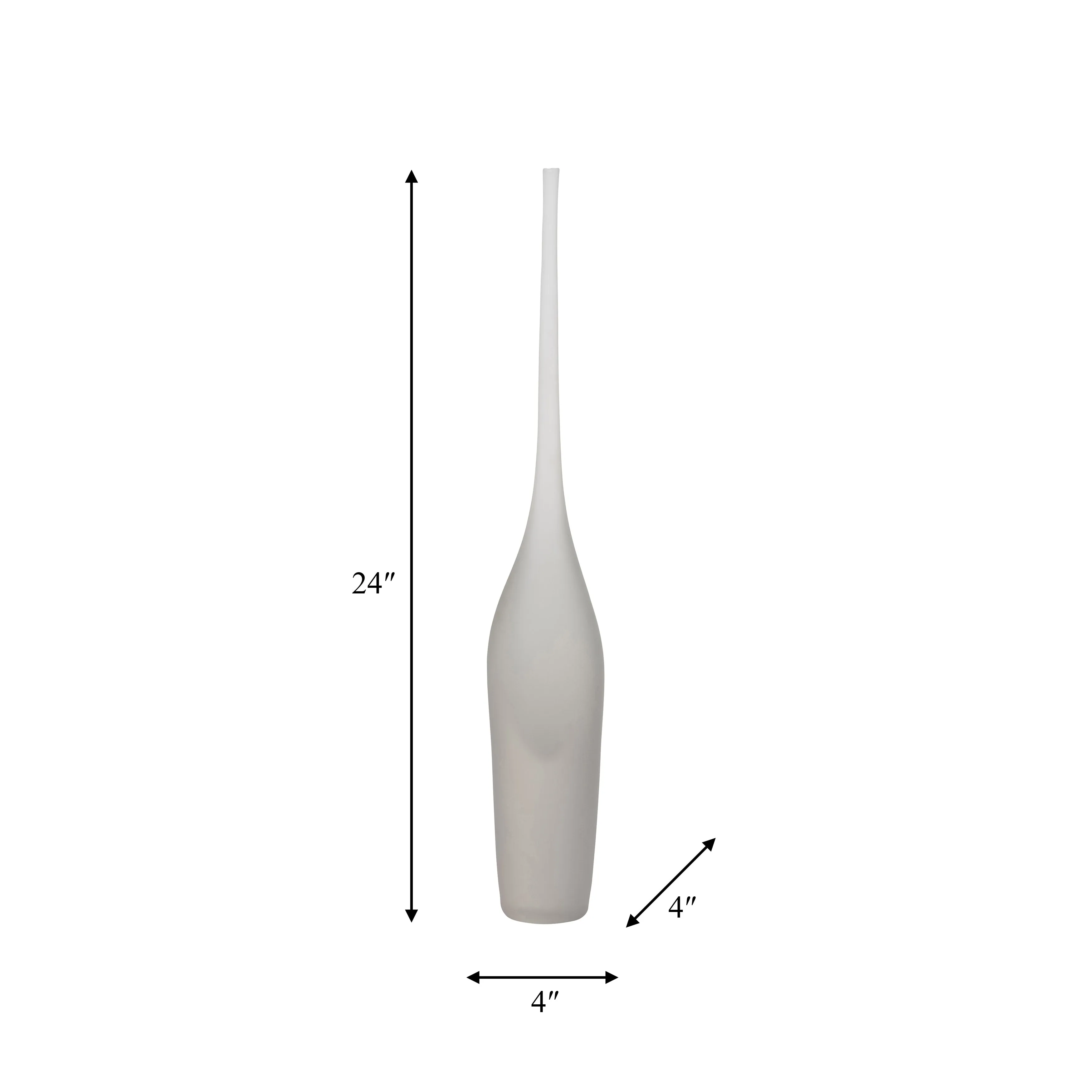 GLASS 24" LONG NECK GLASS DECOR, FROSTED WHITE