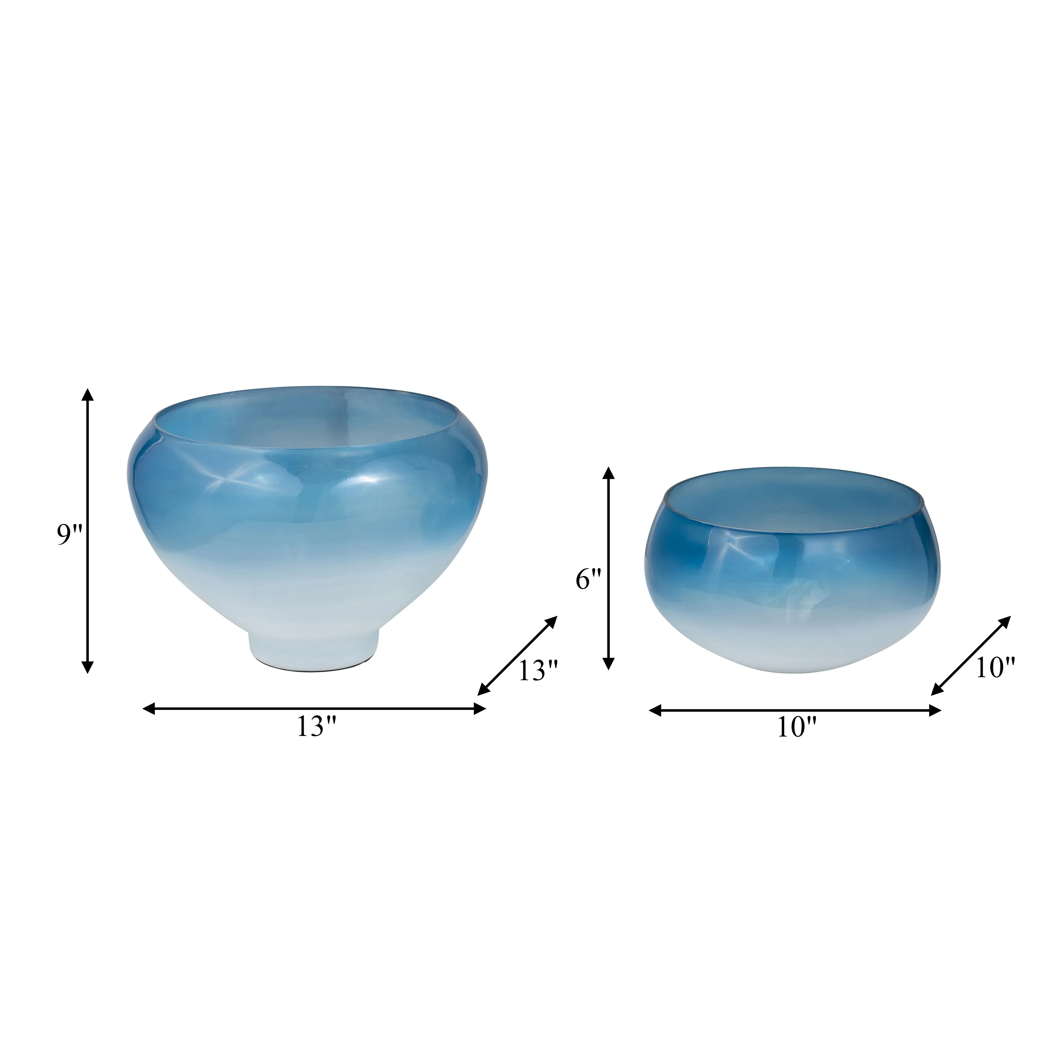GLASS, S/2 10/14" DECORATIVE BOWLS, BLUE