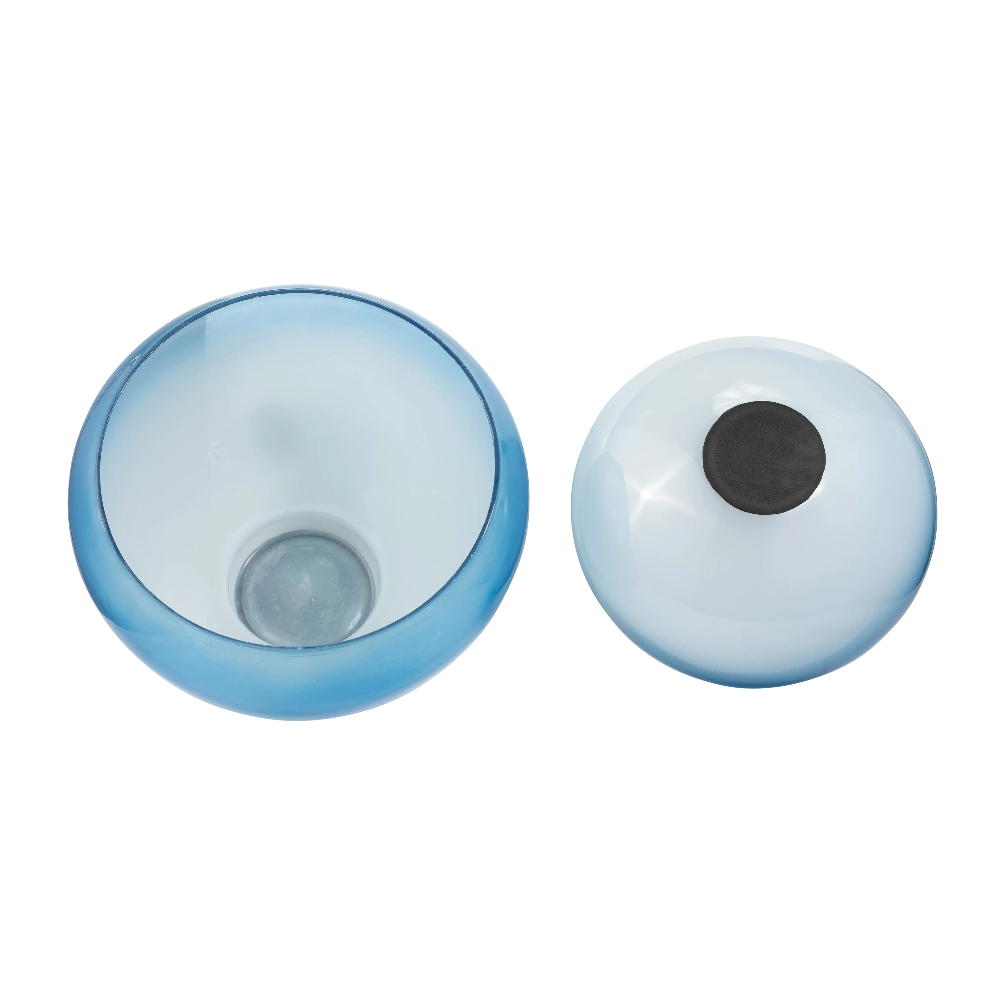 GLASS, S/2 10/14" DECORATIVE BOWLS, BLUE