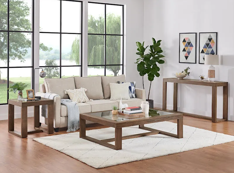 Glass Top Dark Brown Sofa Table