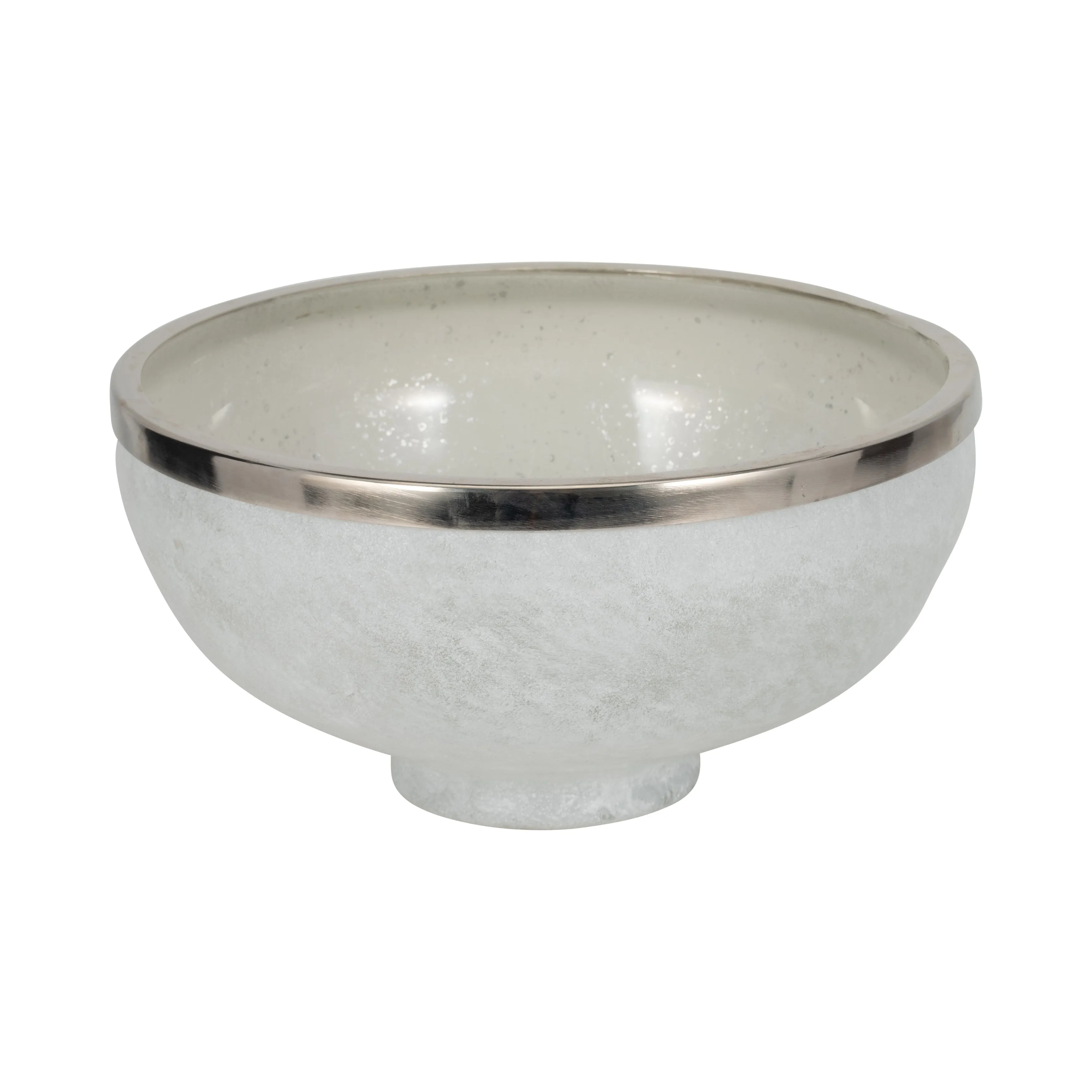 GLASS,13",BOWL W/RING DECO,WHITE
