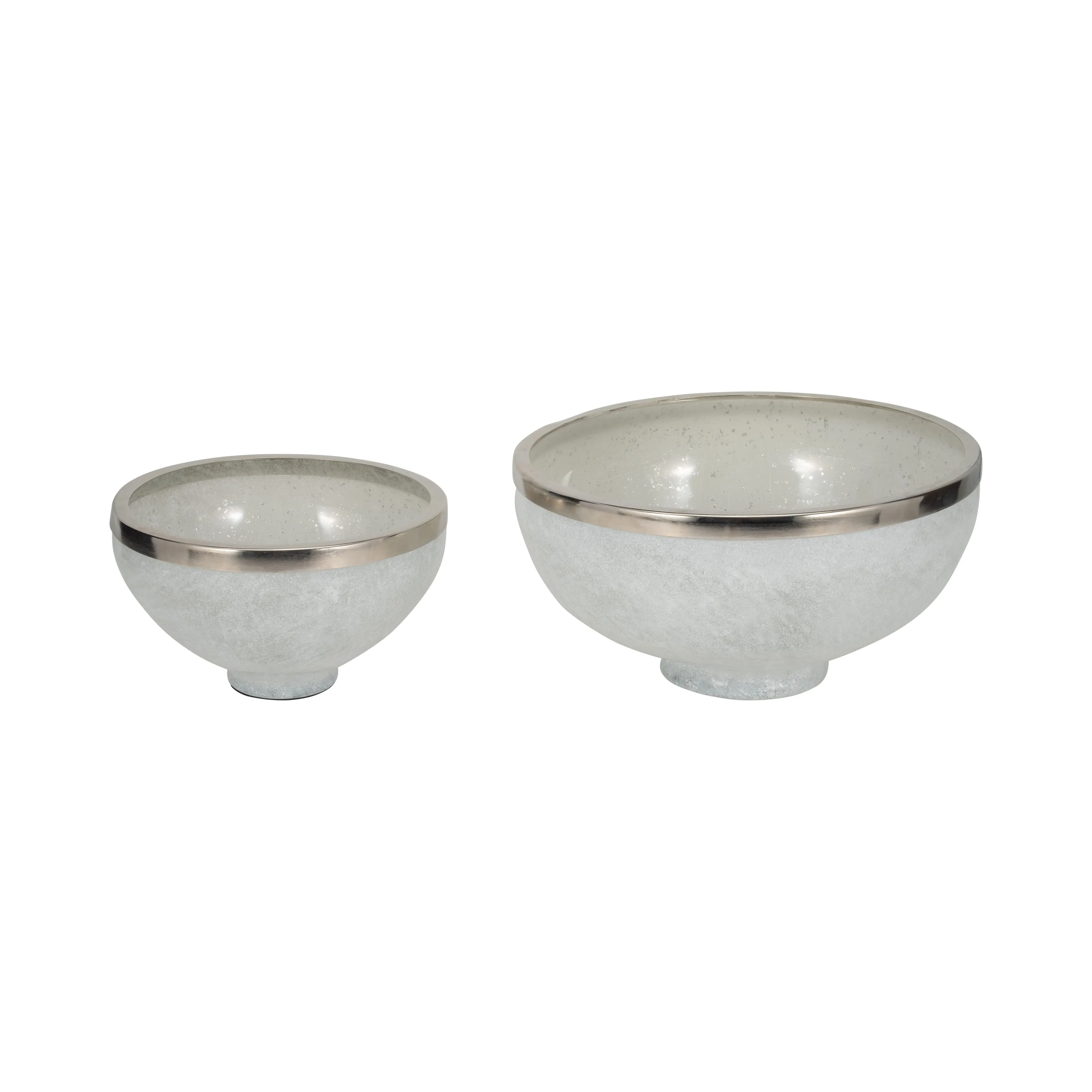 GLASS,13",BOWL W/RING DECO,WHITE