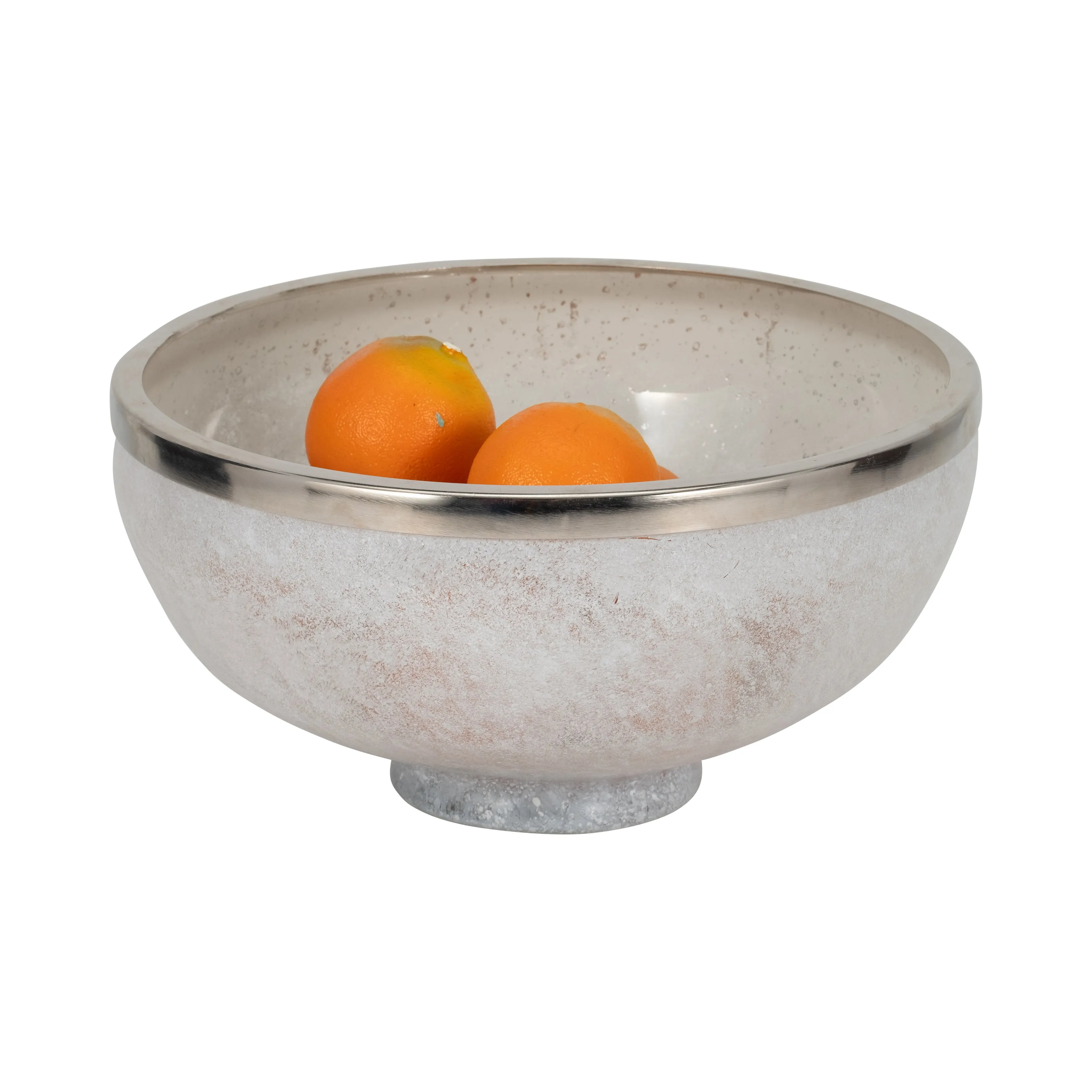 GLASS,13",BOWL W/RING DECO,WHITE