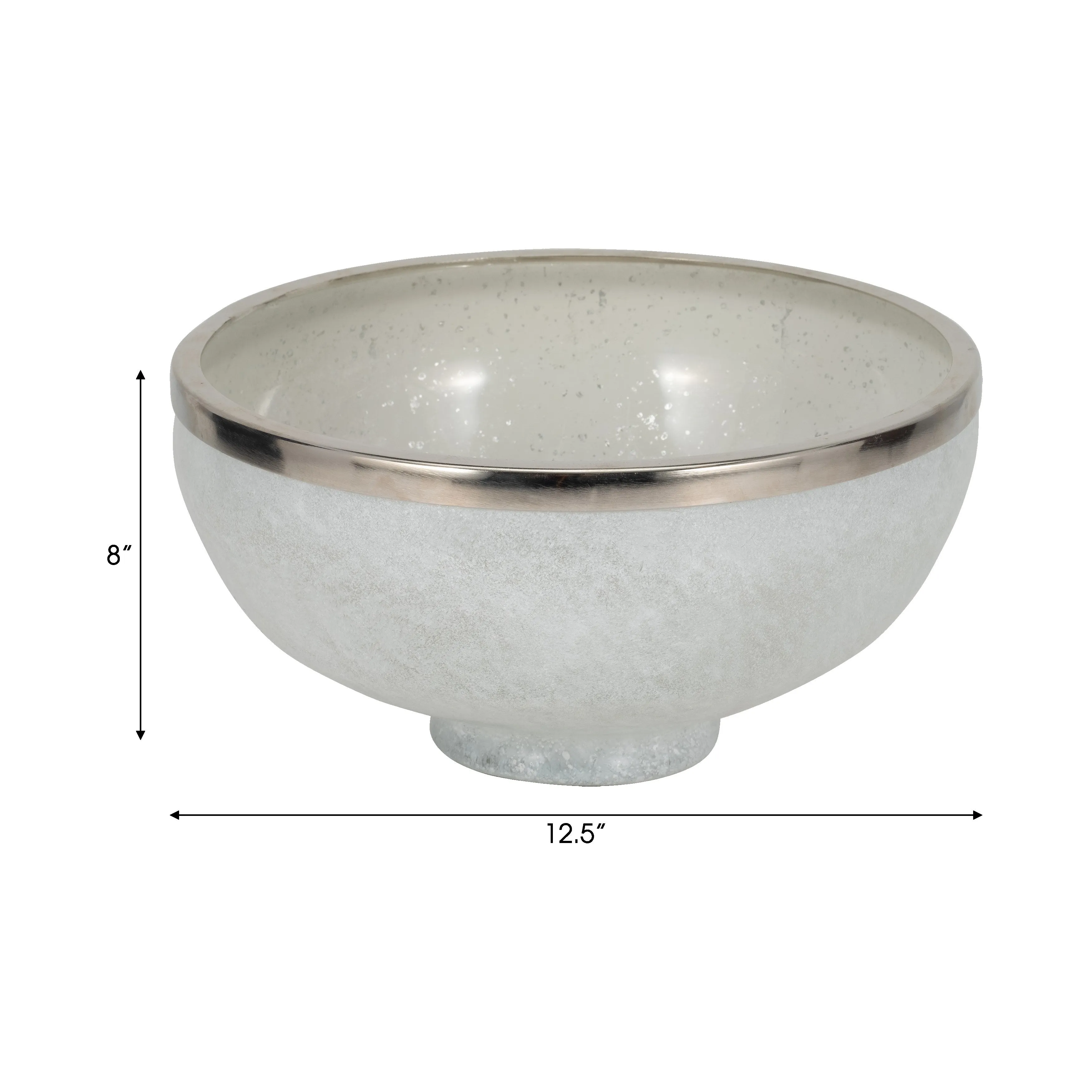GLASS,13",BOWL W/RING DECO,WHITE