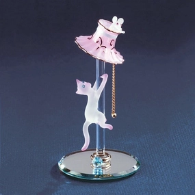 Glass Baron Figurine Cat Chasing Mouse Up a Lamp Glass Figurine