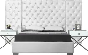Grande White Velvet Queen Bed (3 Boxes)