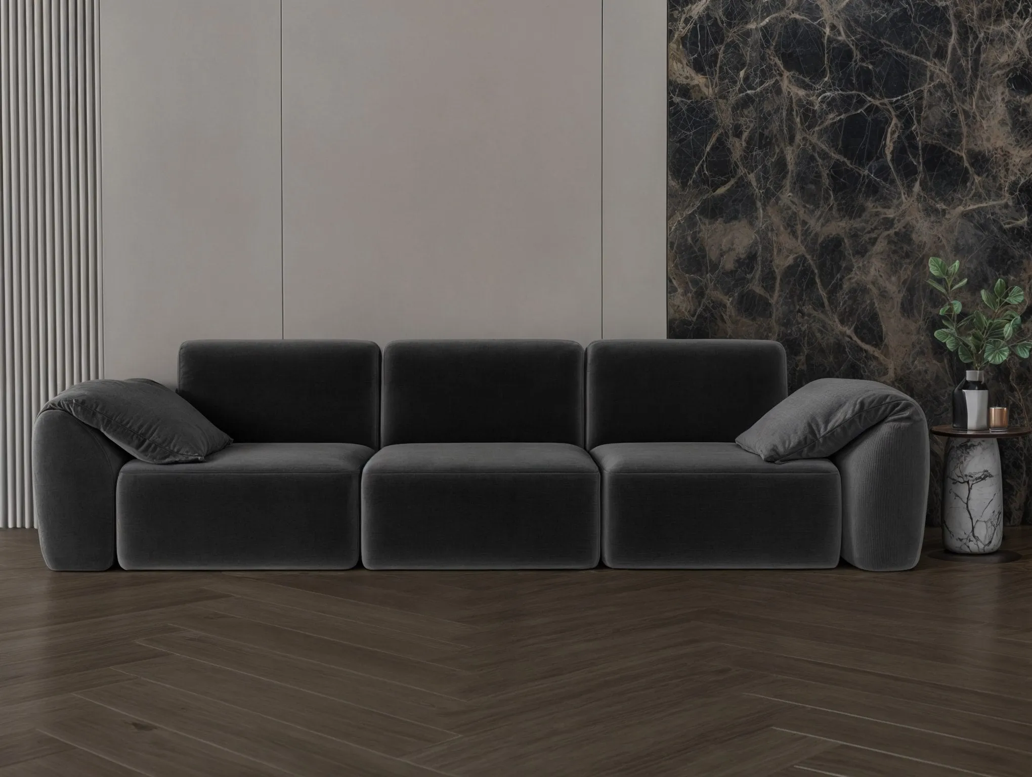Gray neon chanel fabric sofa 270x90x37 cm