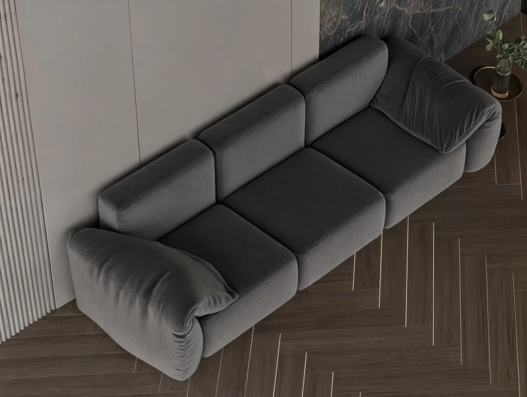 Gray neon chanel fabric sofa 270x90x37 cm