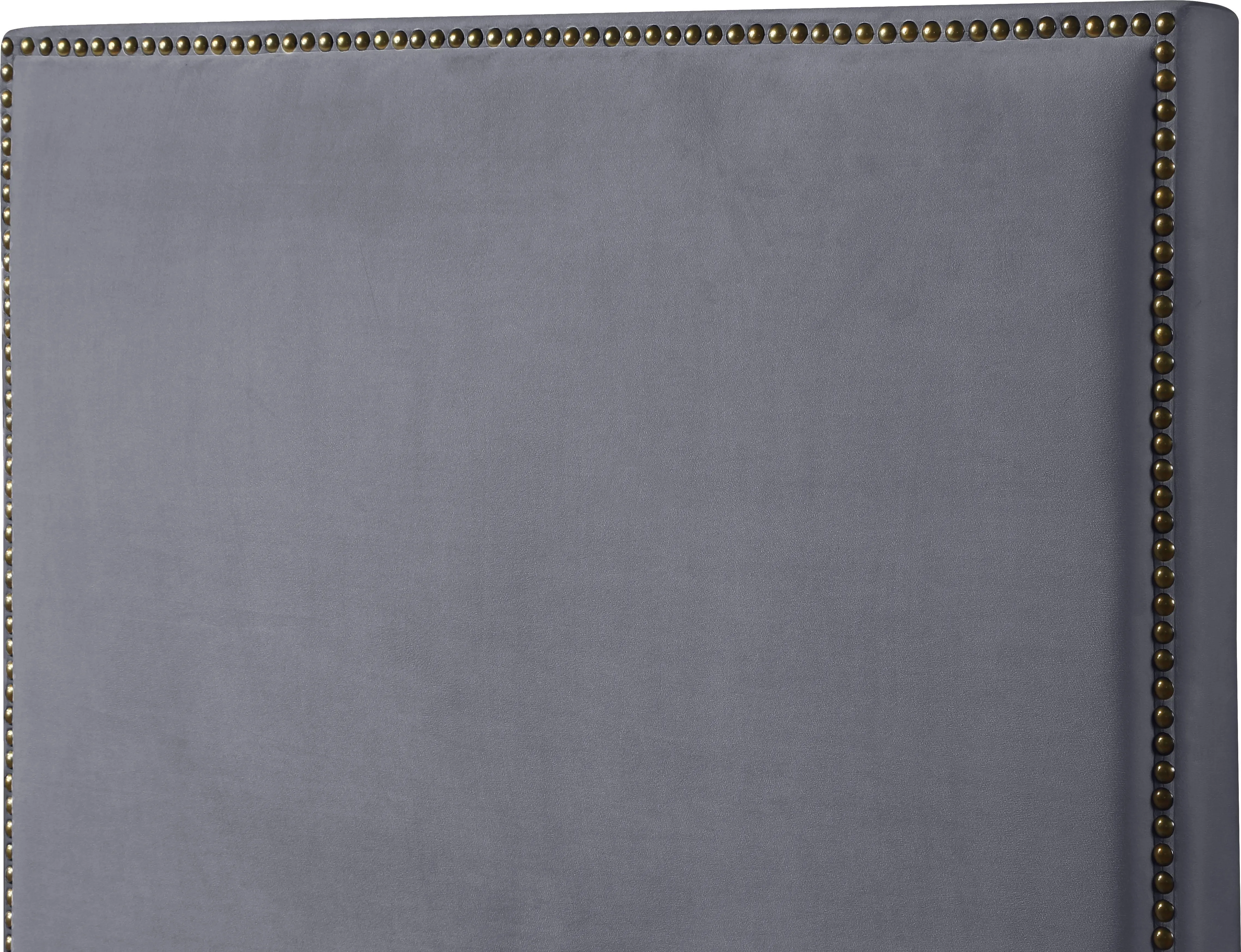 Harlie Grey Velvet Twin Bed