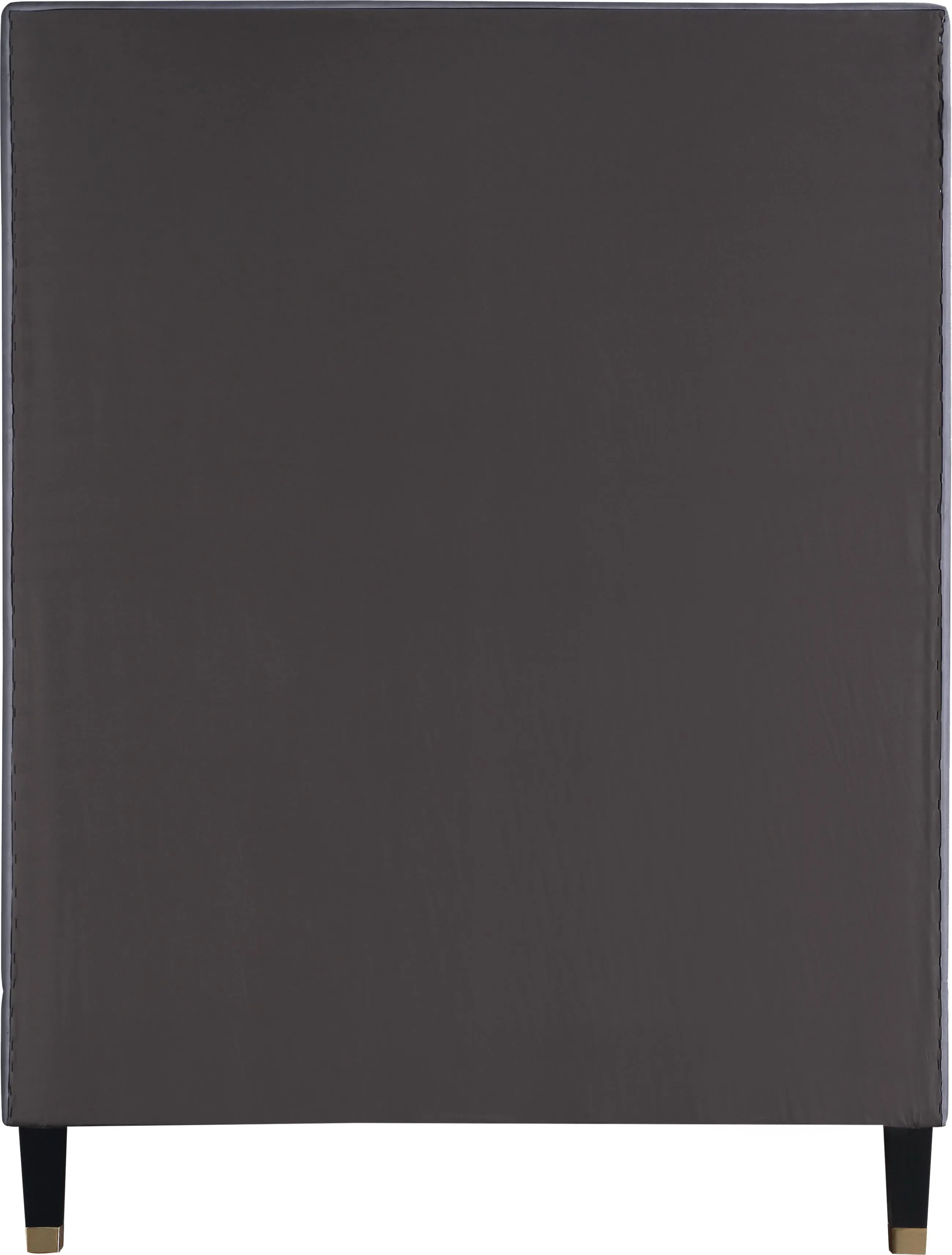 Harlie Grey Velvet Twin Bed