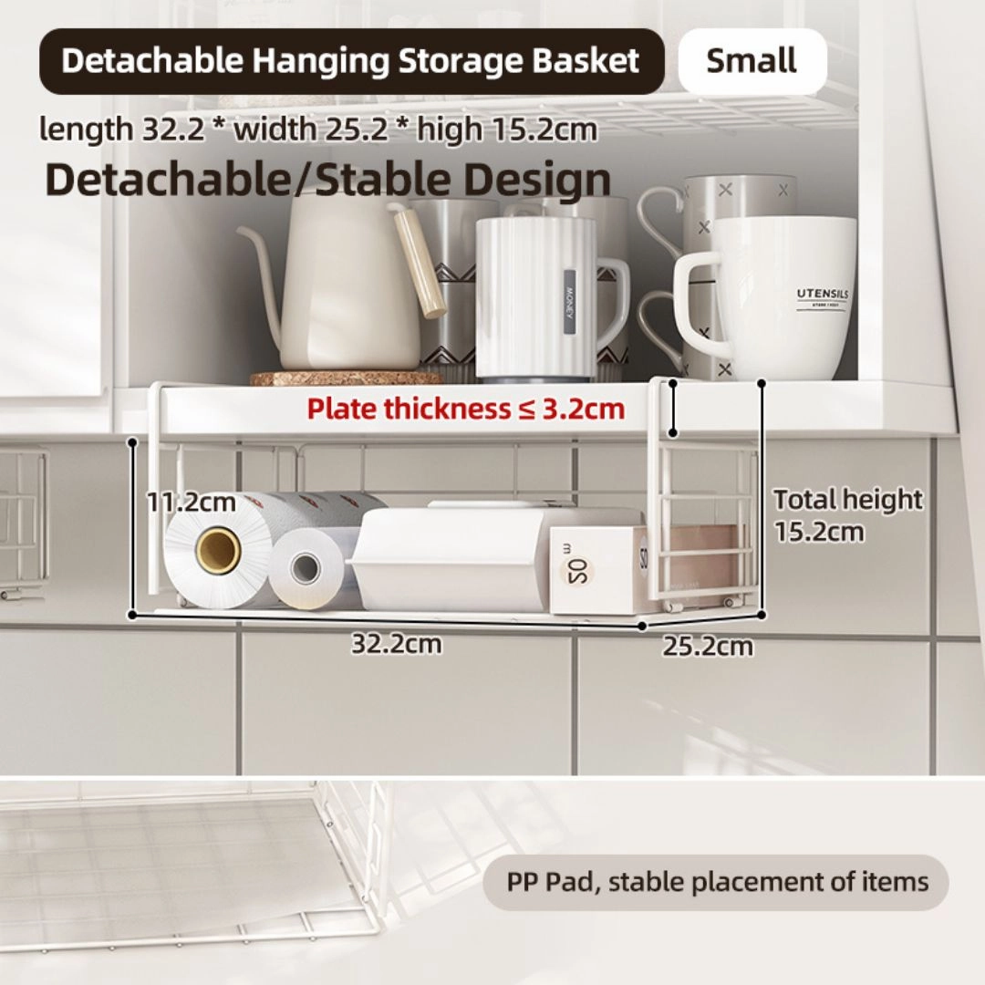 Home Tech Home Under shelf Multipurpose Hanging Basket Rack white