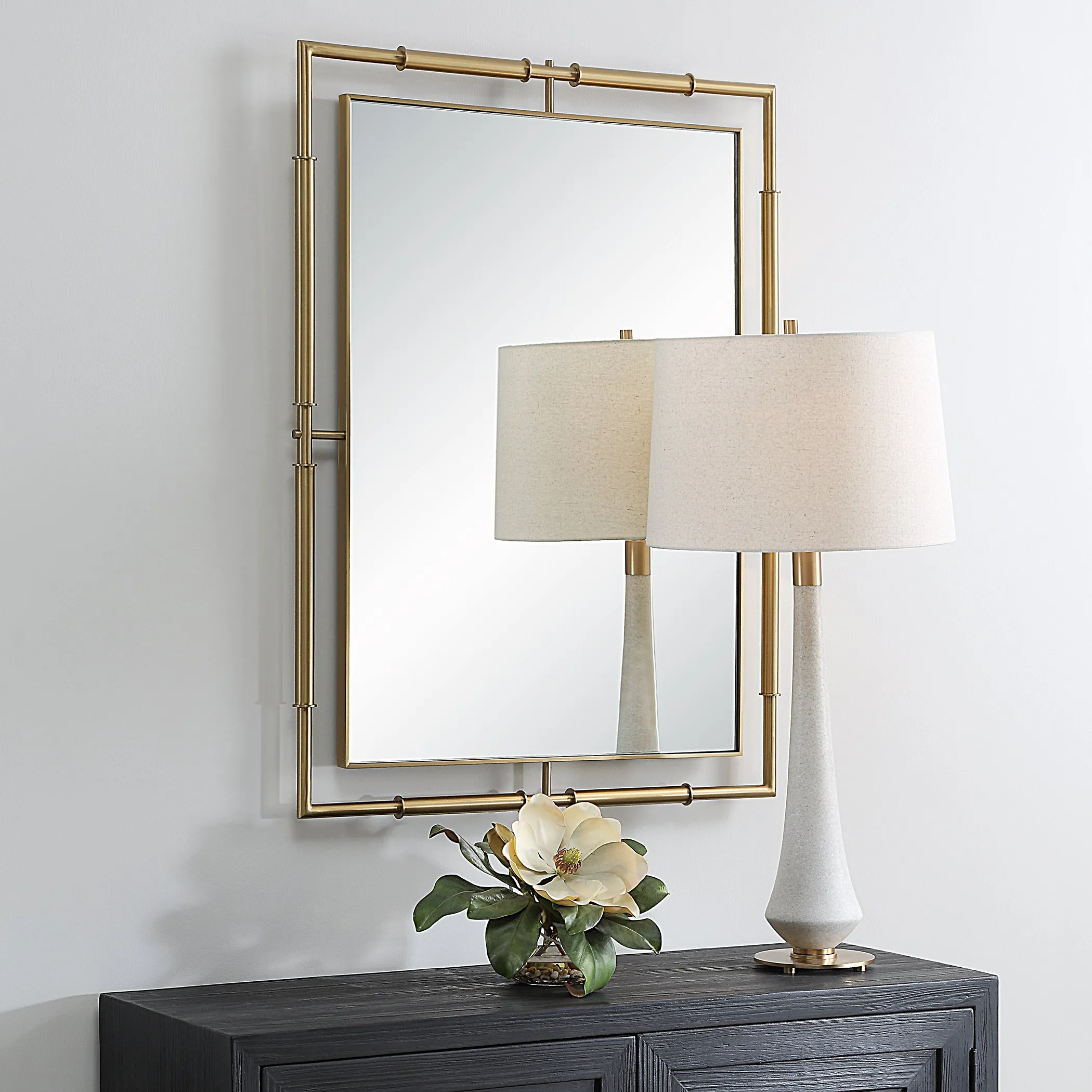 It's All Connected Rectangle Brass Mirror