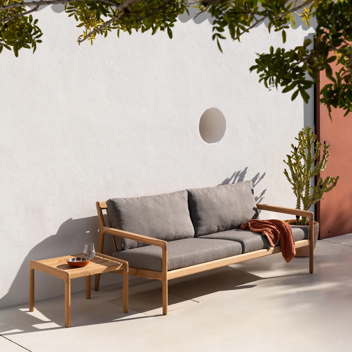Jack Outdoor Fabric 3 Seater Sofa (Teak, Mocha)